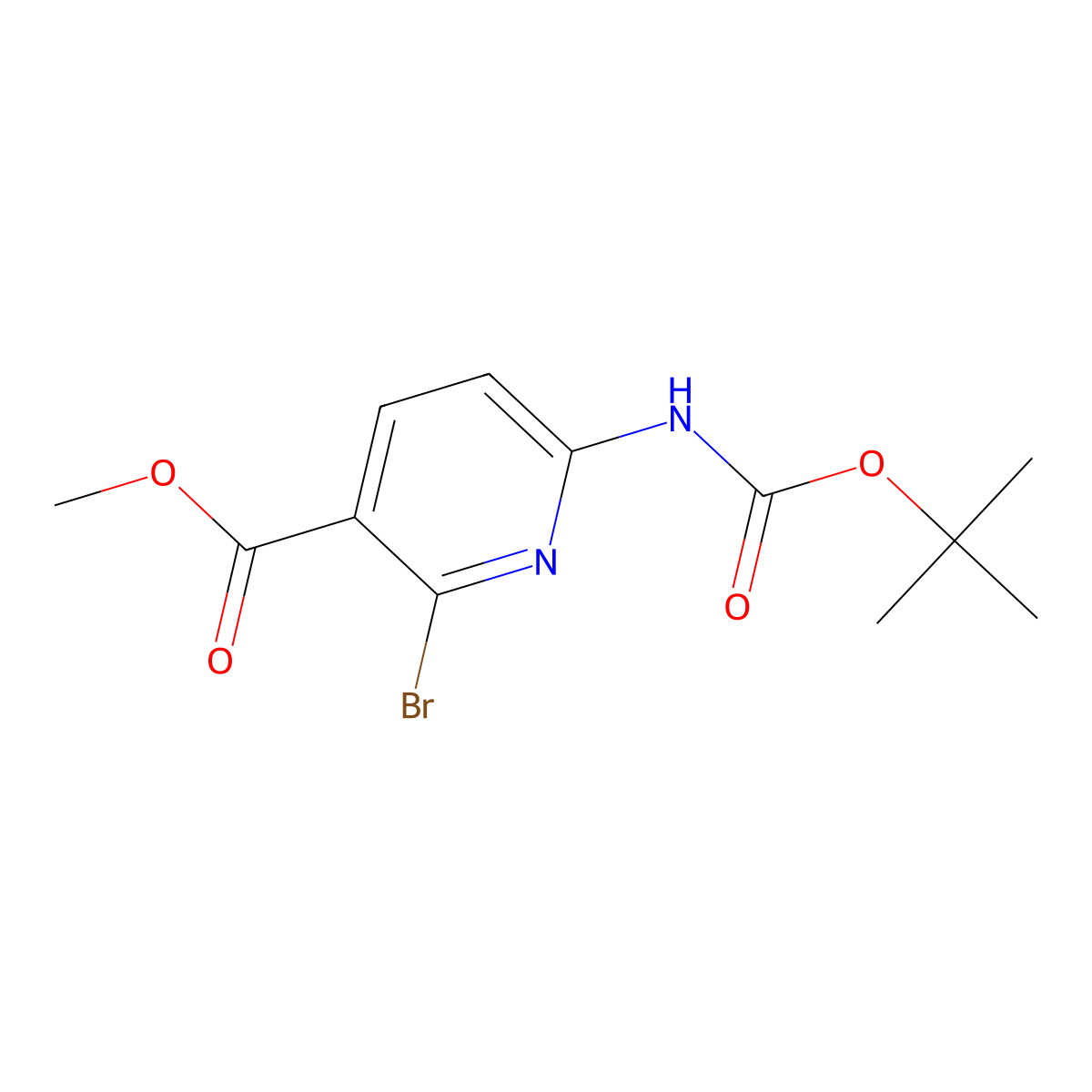 Methyl 2-bromo-6-{[(tert-butoxy)carbonyl]amino}pyridine-3-carboxylate molecular structure, CAS 2680752-58-1