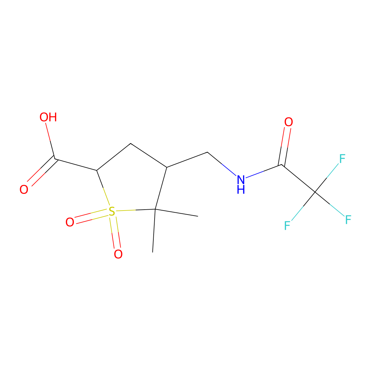 5,5-Dimethyl-1,1-dioxo-4-[(2,2,2-trifluoroacetamido)methyl]-1lambda6-thiolane-2-carboxylic acid molecular structure, CAS 2680752-64-9