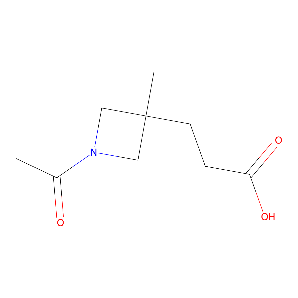 3-(1-Acetyl-3-methylazetidin-3-yl)propanoic acid molecular structure, CAS 2680752-69-4