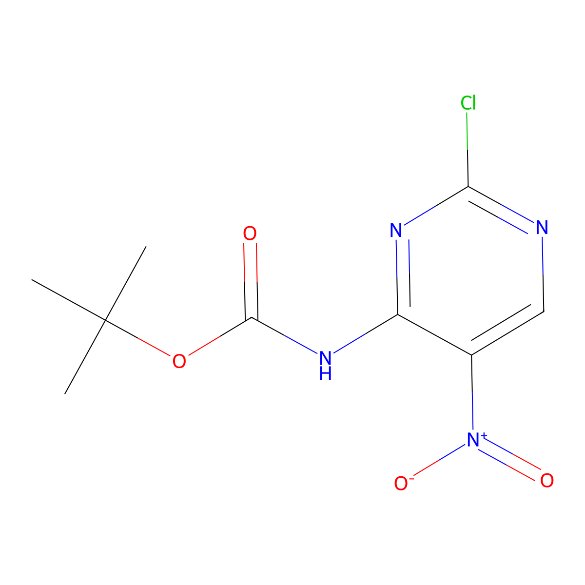 tert-butyl N-(2-chloro-5-nitropyrimidin-4-yl)carbamate molecular structure, CAS 2680752-73-0