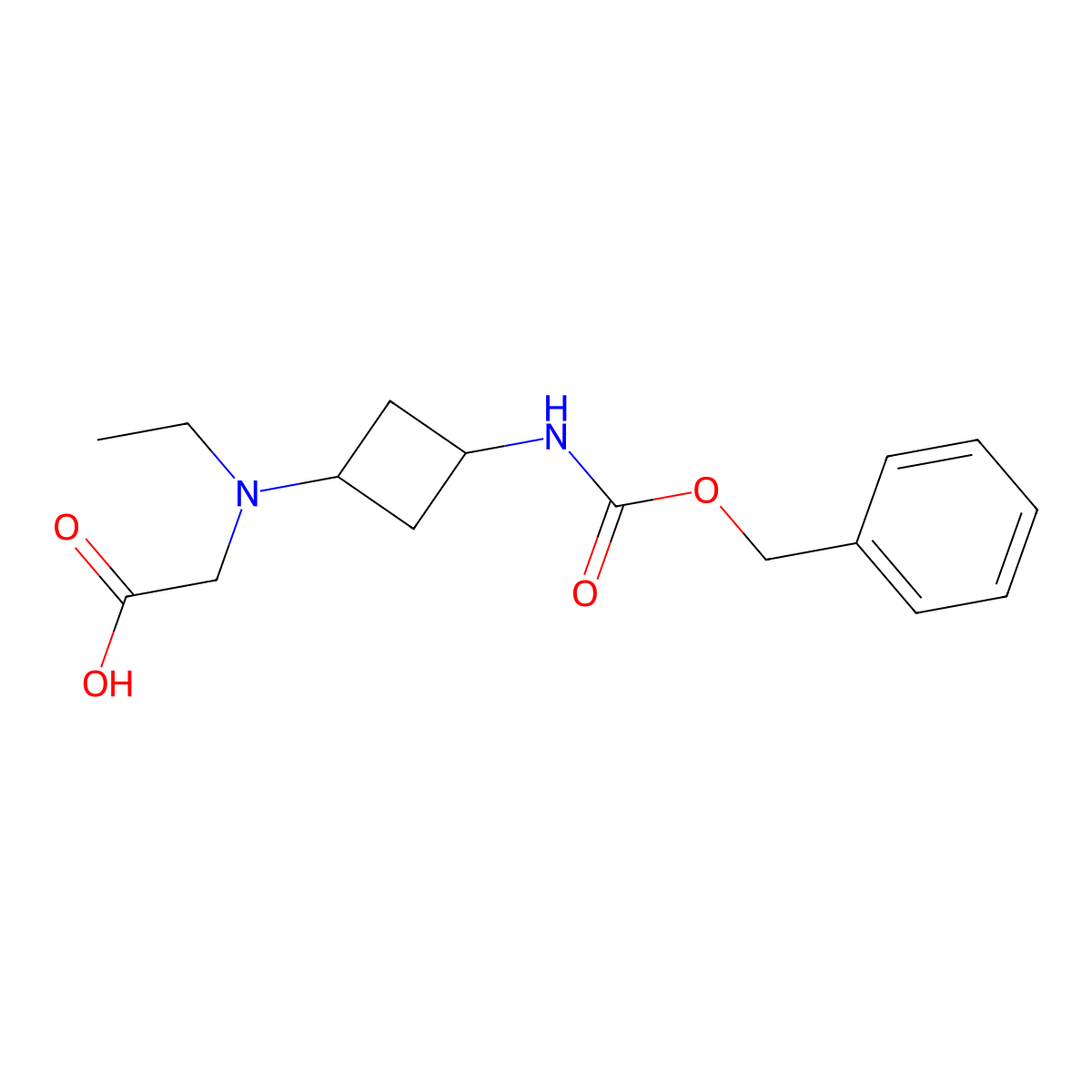 2-[(3-{[(Benzyloxy)carbonyl]amino}cyclobutyl)(ethyl)amino]acetic acid molecular structure, CAS 2680752-75-2