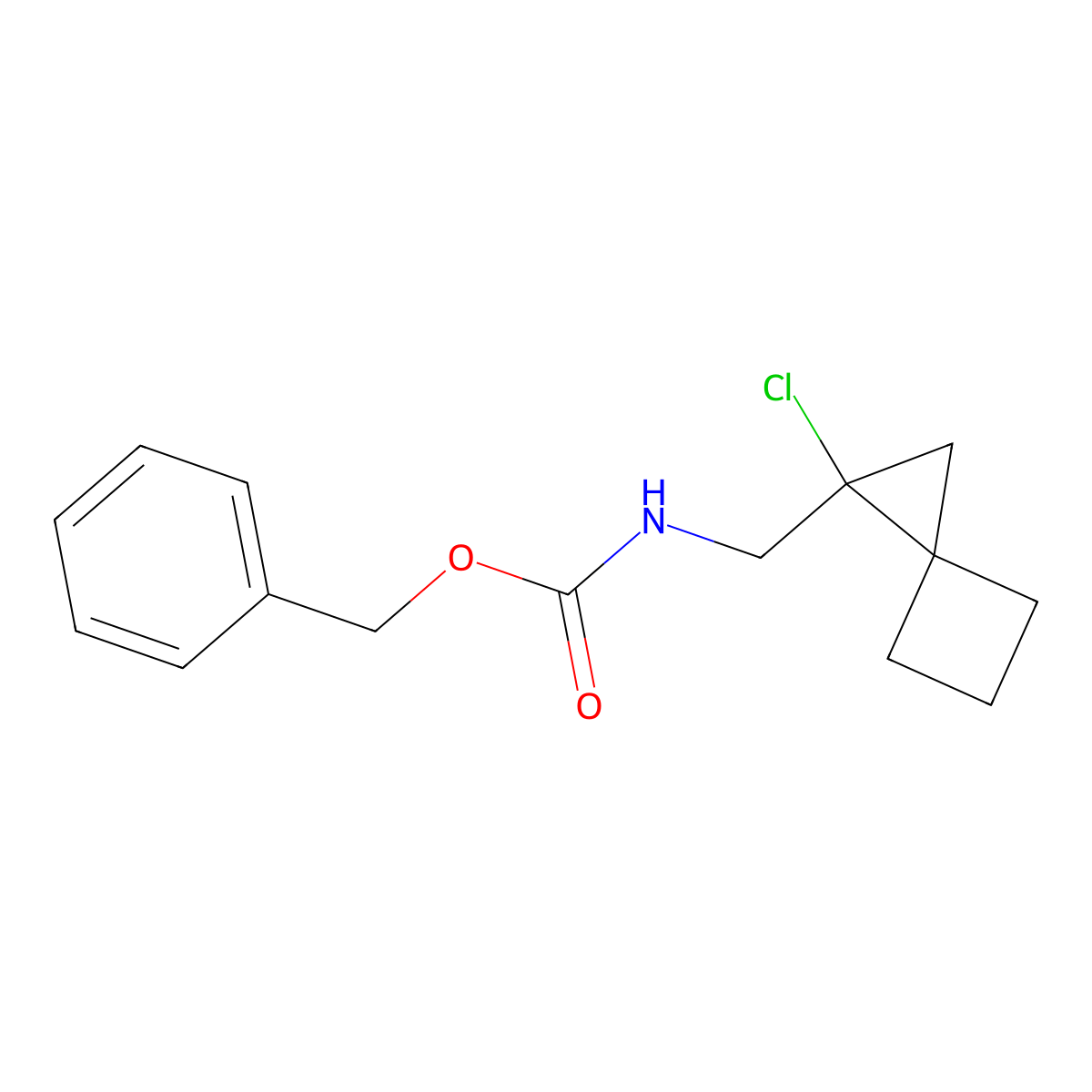benzyl N-({1-chlorospiro[2.3]hexan-1-yl}methyl)carbamate molecular structure, CAS 2680752-79-6