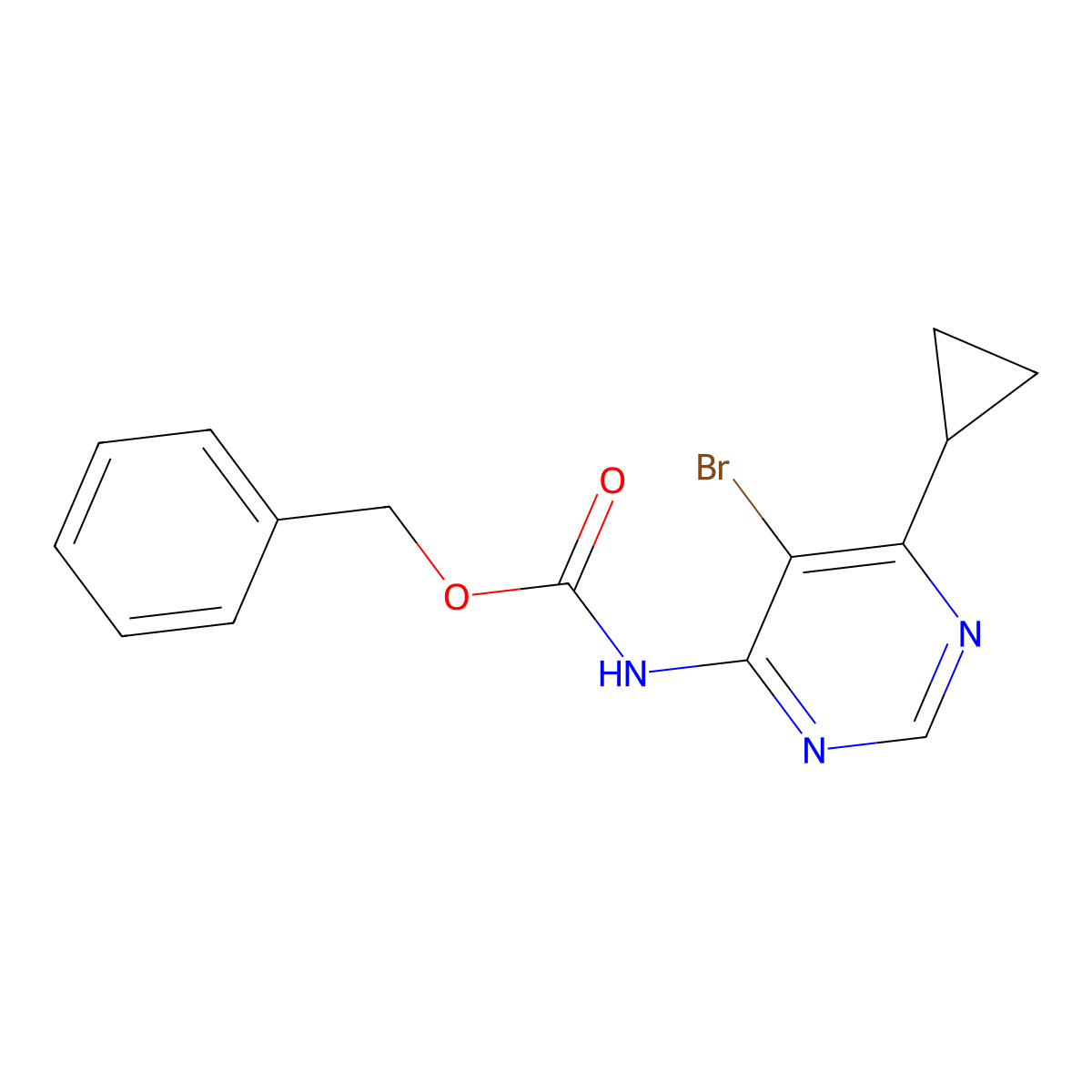 benzyl N-(5-bromo-6-cyclopropylpyrimidin-4-yl)carbamate molecular structure, CAS 2680752-83-2