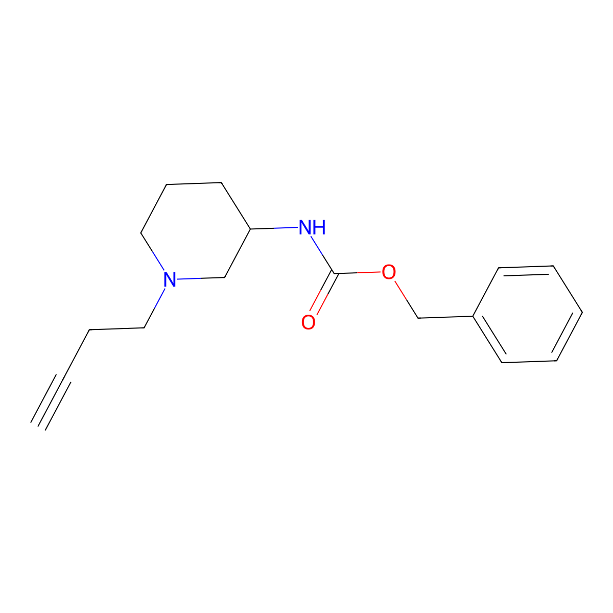 benzyl N-[1-(but-3-yn-1-yl)piperidin-3-yl]carbamate molecular structure, CAS 2680752-87-6