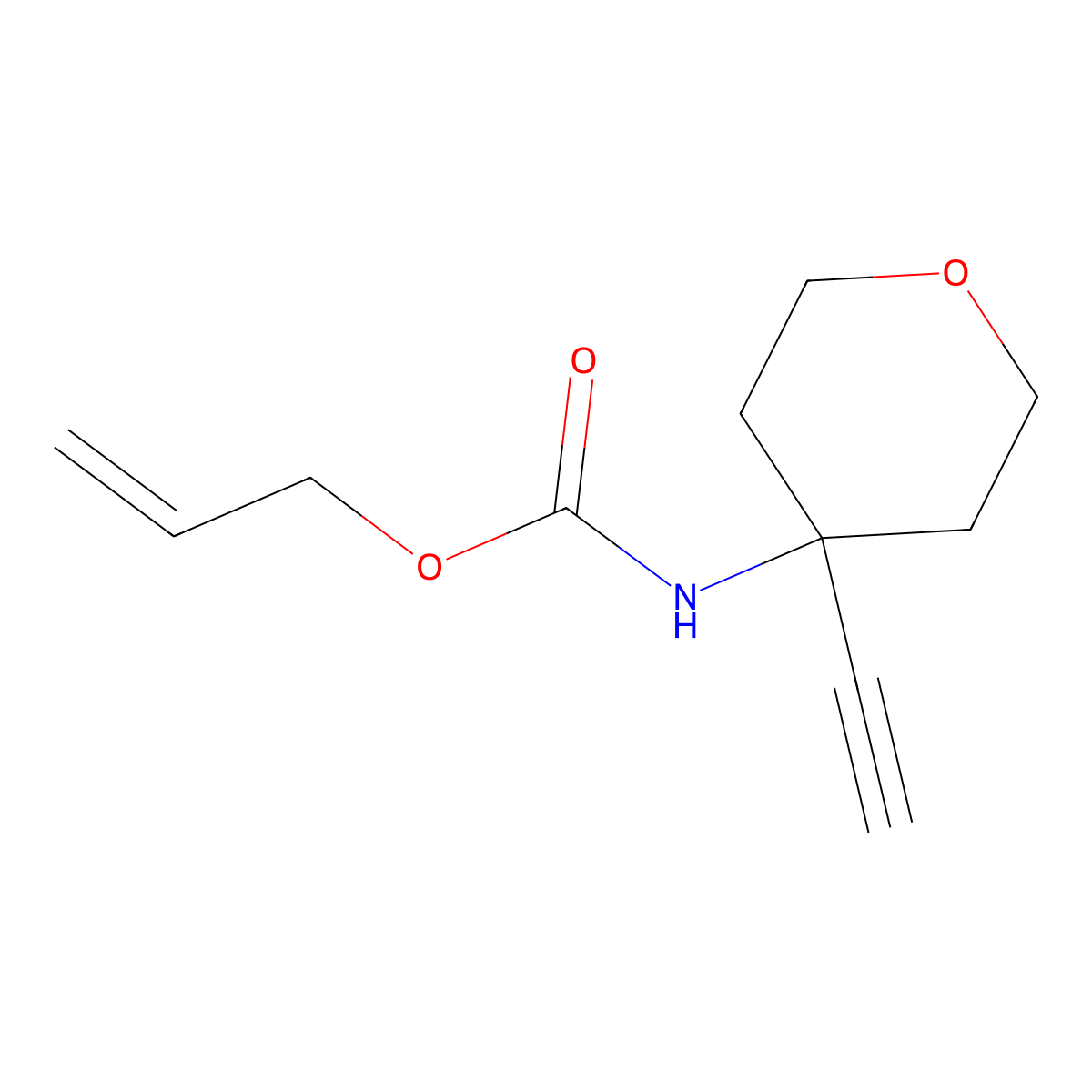prop-2-en-1-yl N-(4-ethynyloxan-4-yl)carbamate molecular structure, CAS 2680752-90-1