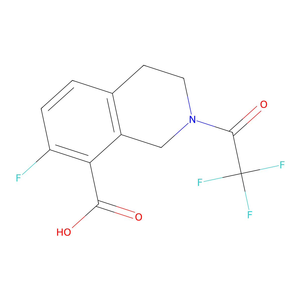 7-Fluoro-2-(2,2,2-trifluoroacetyl)-1,2,3,4-tetrahydroisoquinoline-8-carboxylic acid molecular structure, CAS 2680752-91-2