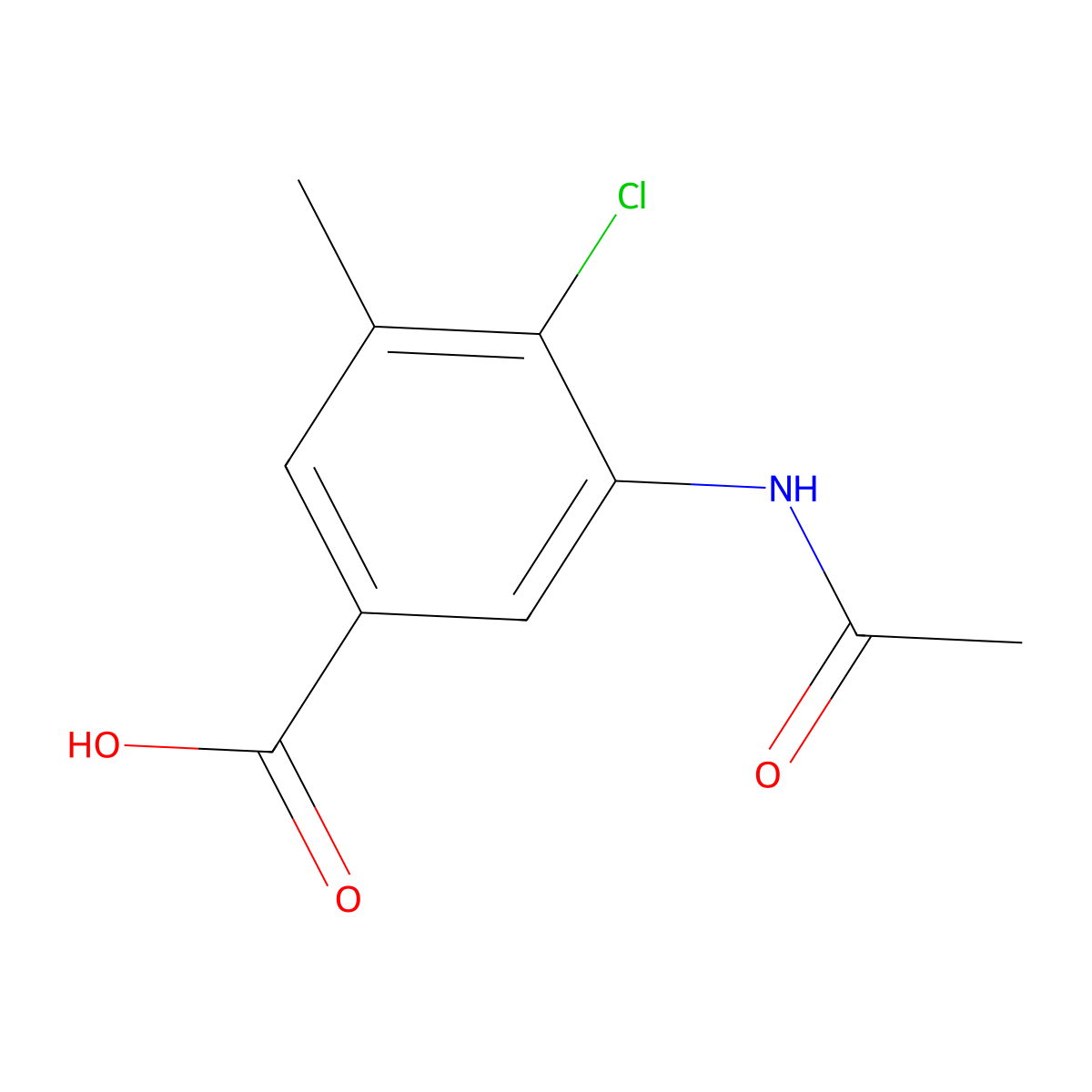 4-Chloro-3-acetamido-5-methylbenzoic acid molecular structure, CAS 2680752-95-6