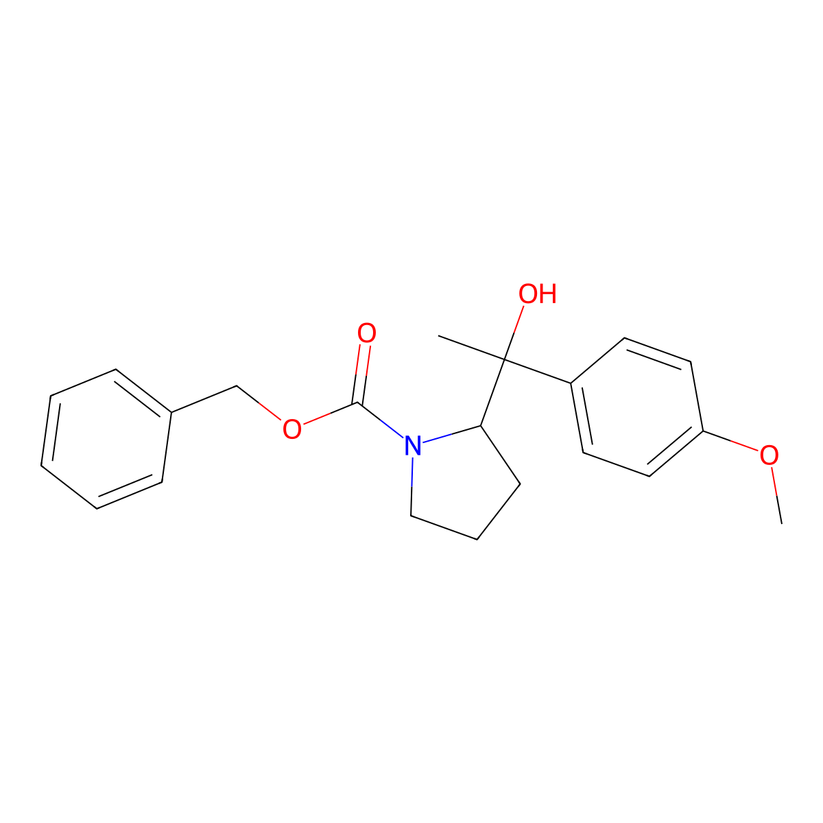 Benzyl 2-[1-hydroxy-1-(4-methoxyphenyl)ethyl]pyrrolidine-1-carboxylate molecular structure, CAS 2680752-96-7