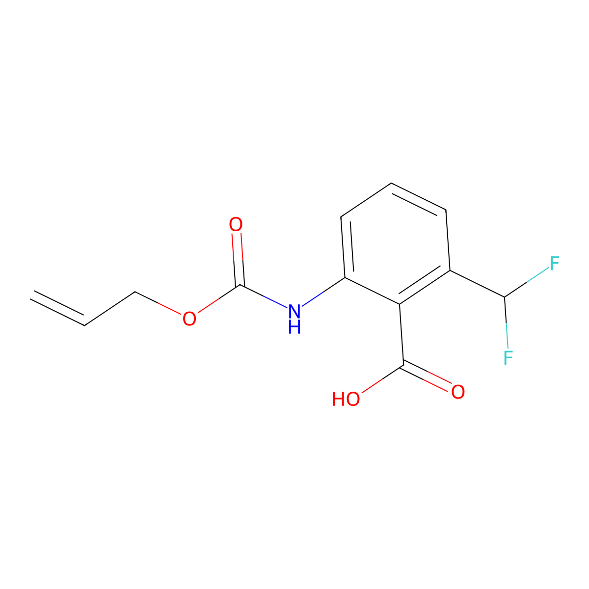 2-(Difluoromethyl)-6-{[(prop-2-en-1-yloxy)carbonyl]amino}benzoic acid molecular structure, CAS 2680752-97-8