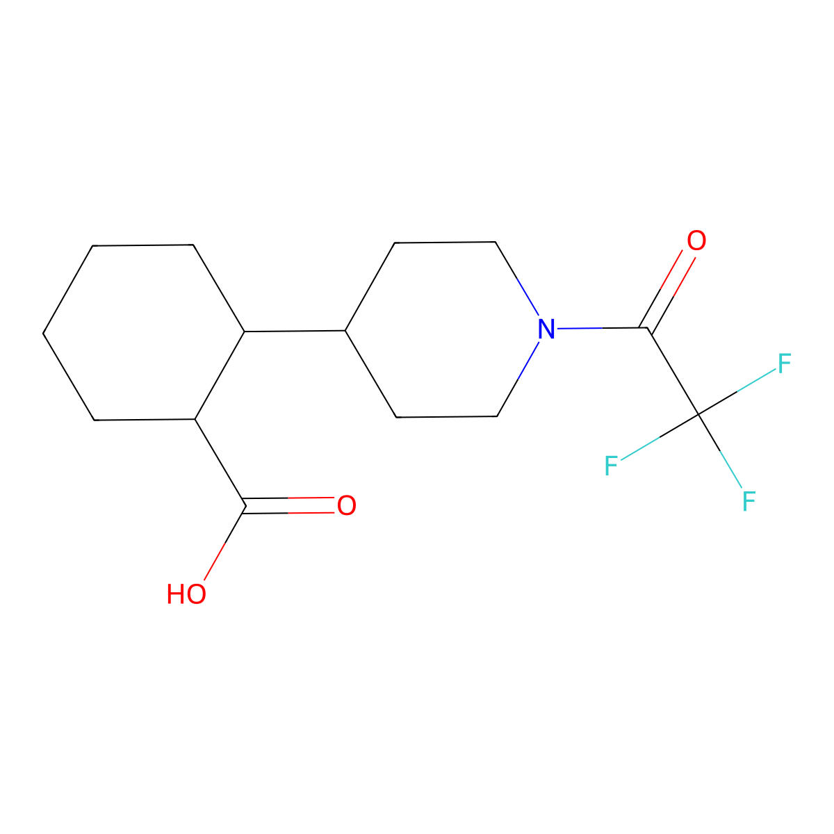 2-[1-(2,2,2-Trifluoroacetyl)piperidin-4-yl]cyclohexane-1-carboxylic acid molecular structure, CAS 2680753-00-6