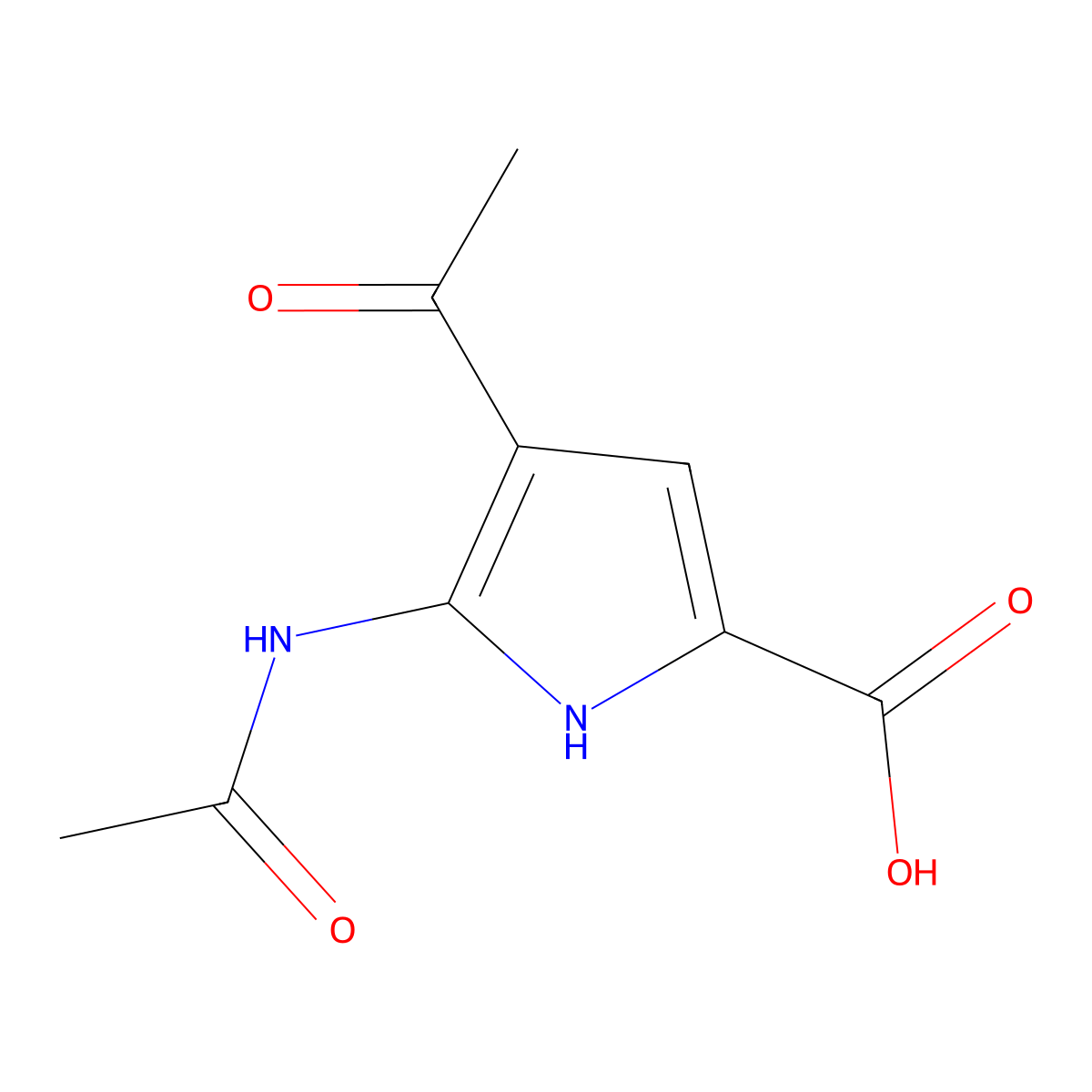 4-acetyl-5-acetamido-1H-pyrrole-2-carboxylic acid molecular structure, CAS 2680753-06-2