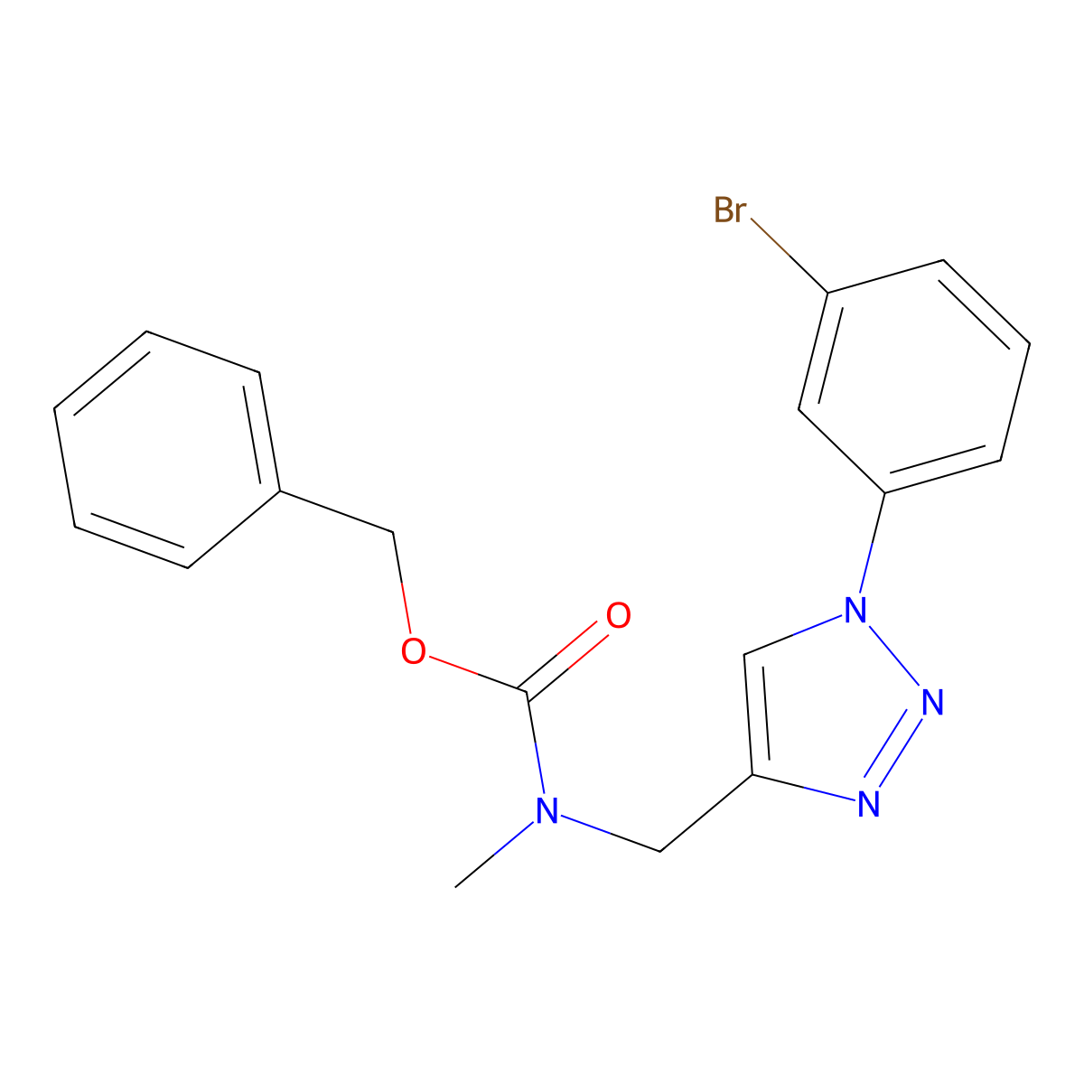 benzyl N-{[1-(3-bromophenyl)-1H-1,2,3-triazol-4-yl]methyl}-N-methylcarbamate molecular structure, CAS 2680753-09-5