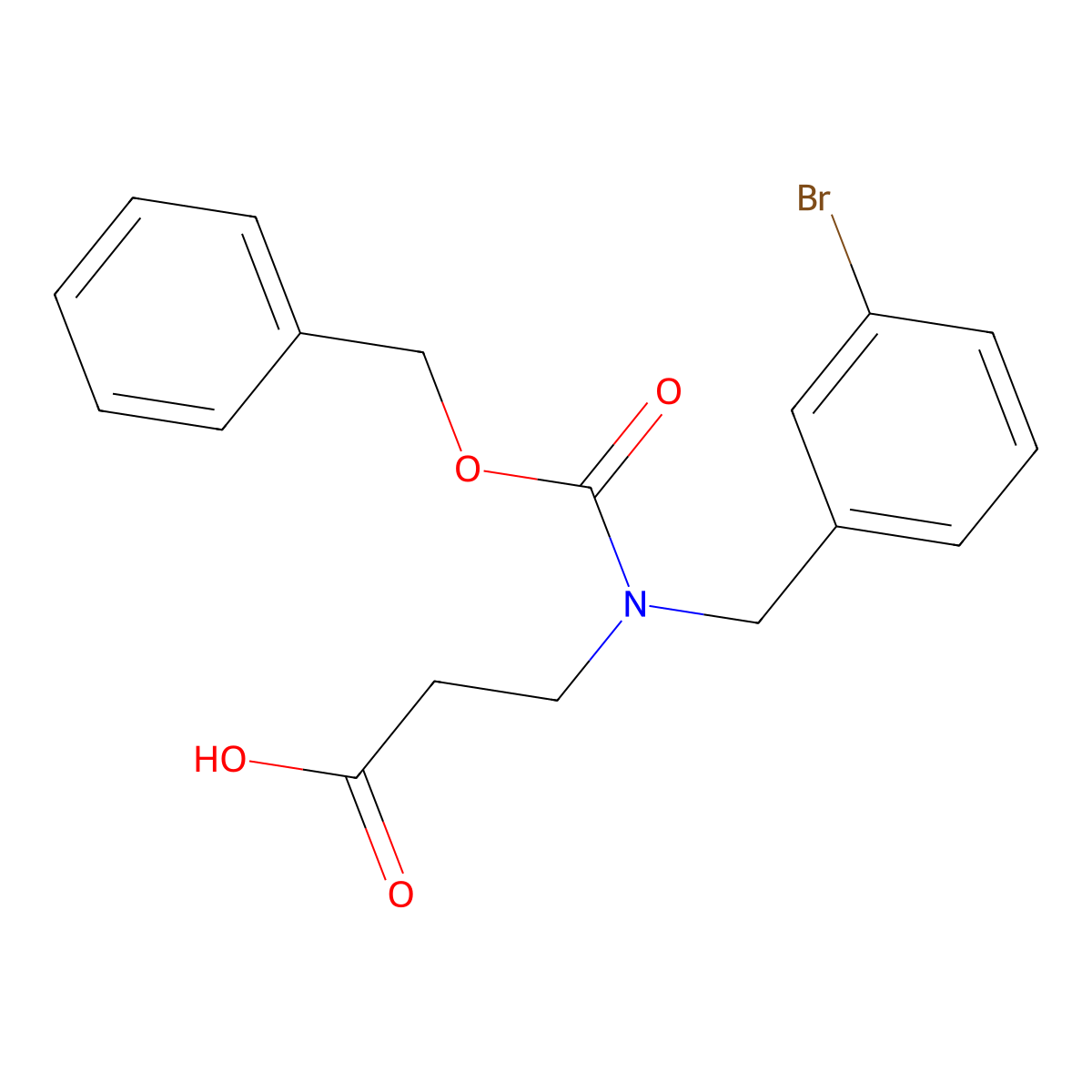 3-{[(Benzyloxy)carbonyl][(3-bromophenyl)methyl]amino}propanoic acid molecular structure, CAS 2680753-14-2