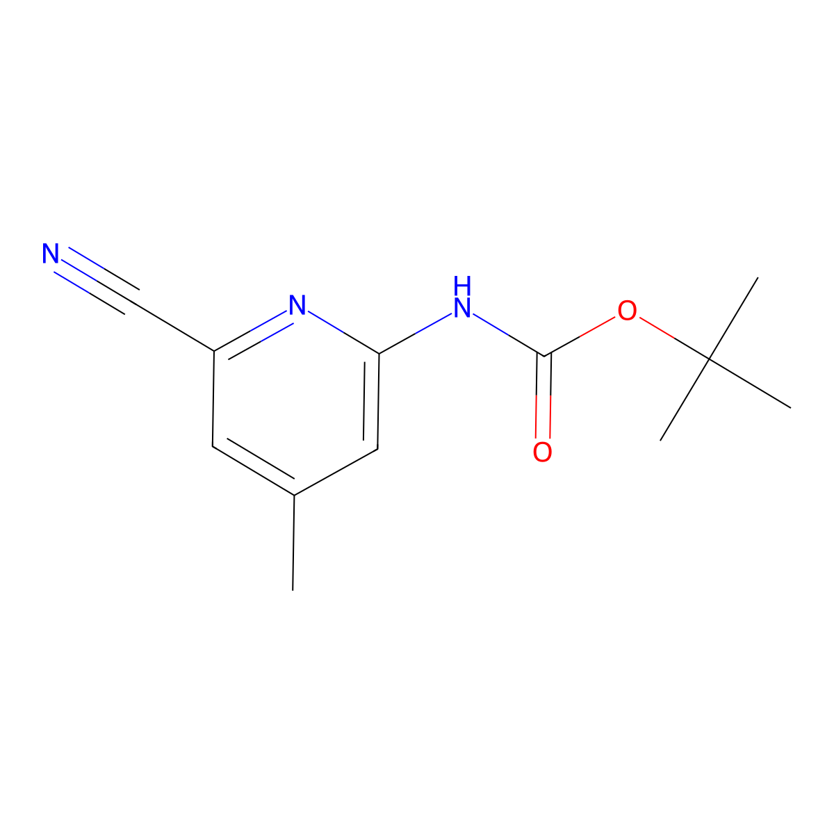 tert-butyl N-(6-cyano-4-methylpyridin-2-yl)carbamate molecular structure, CAS 2680753-16-4