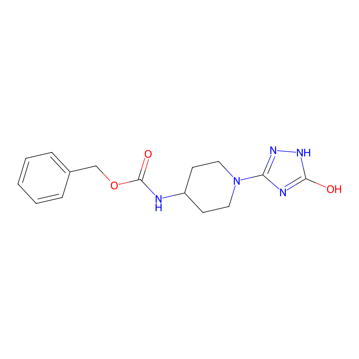 benzyl N-[1-(5-hydroxy-1H-1,2,4-triazol-3-yl)piperidin-4-yl]carbamate molecular structure, CAS 2680753-18-6