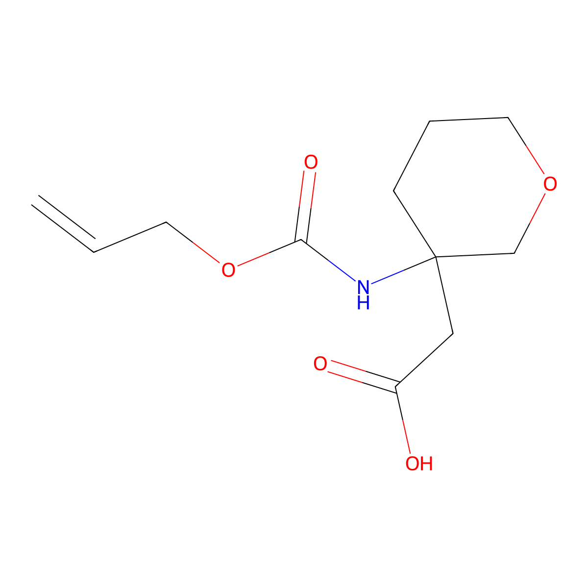 2-(3-{[(Prop-2-en-1-yloxy)carbonyl]amino}oxan-3-yl)acetic acid molecular structure, CAS 2680753-20-0