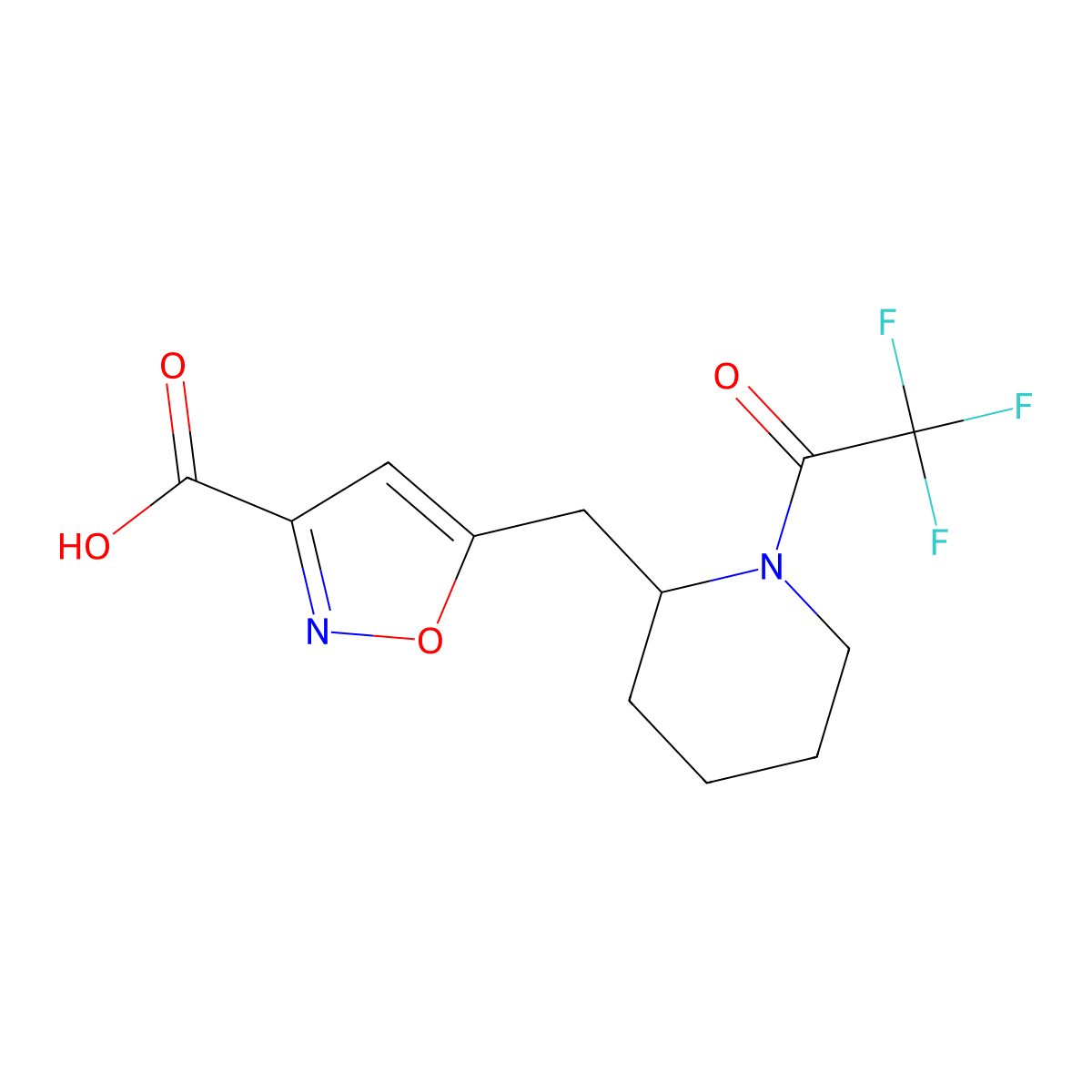 5-{[1-(2,2,2-Trifluoroacetyl)piperidin-2-yl]methyl}-1,2-oxazole-3-carboxylic acid molecular structure, CAS 2680753-21-1