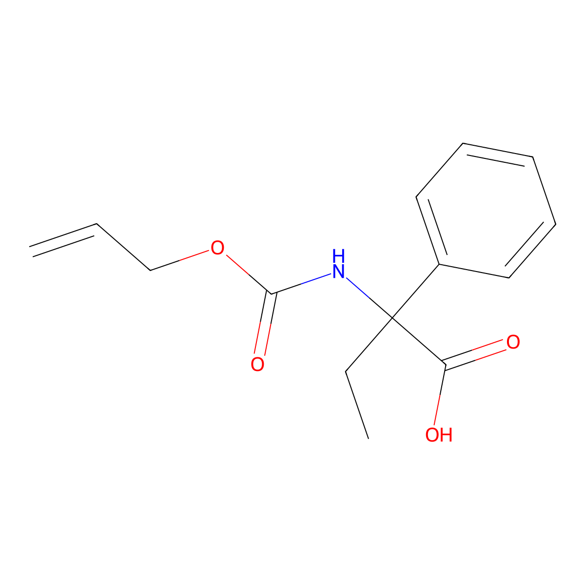 2-Phenyl-2-{[(prop-2-en-1-yloxy)carbonyl]amino}butanoic acid molecular structure, CAS 2680753-32-4