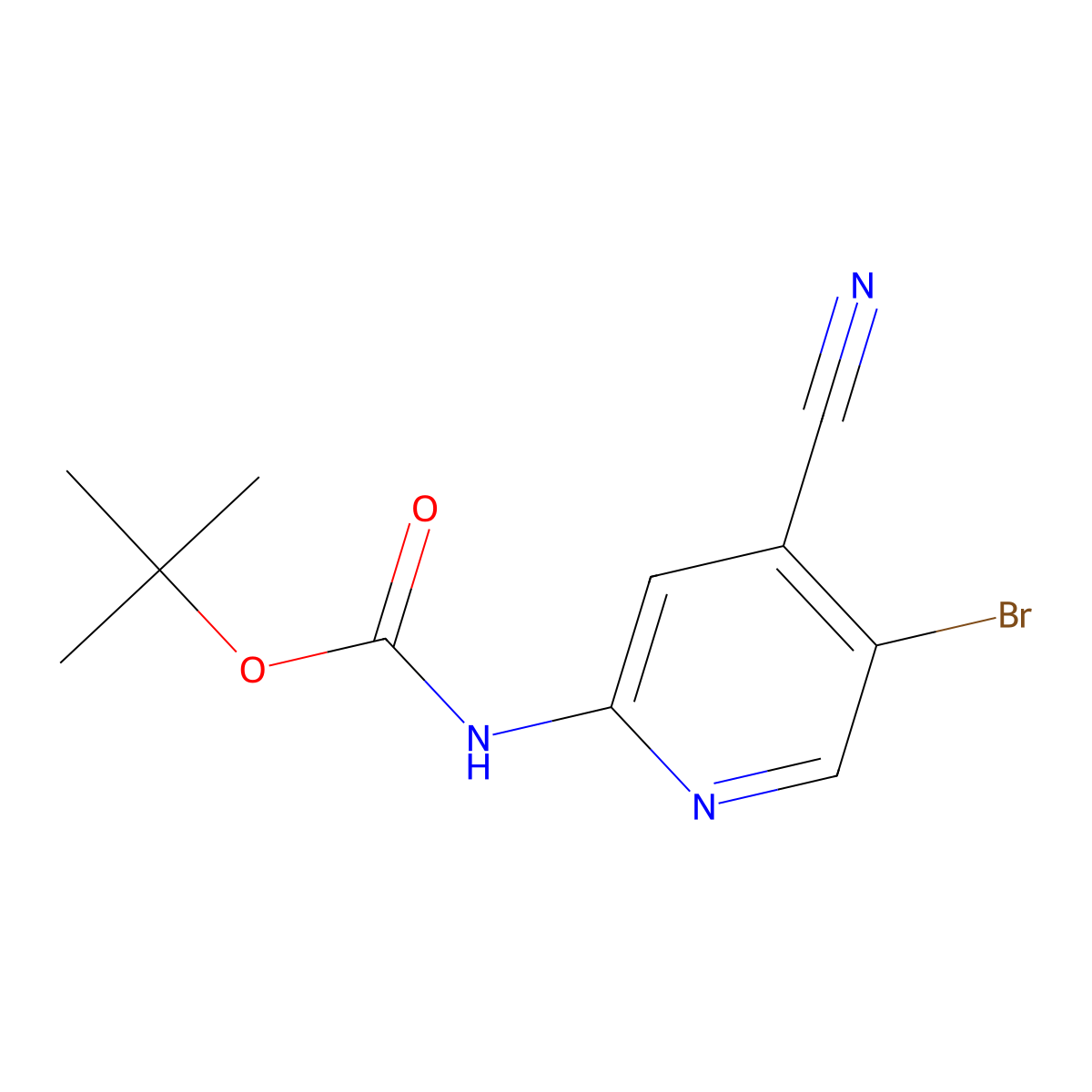 tert-butyl N-(5-bromo-4-cyanopyridin-2-yl)carbamate molecular structure, CAS 2680753-34-6