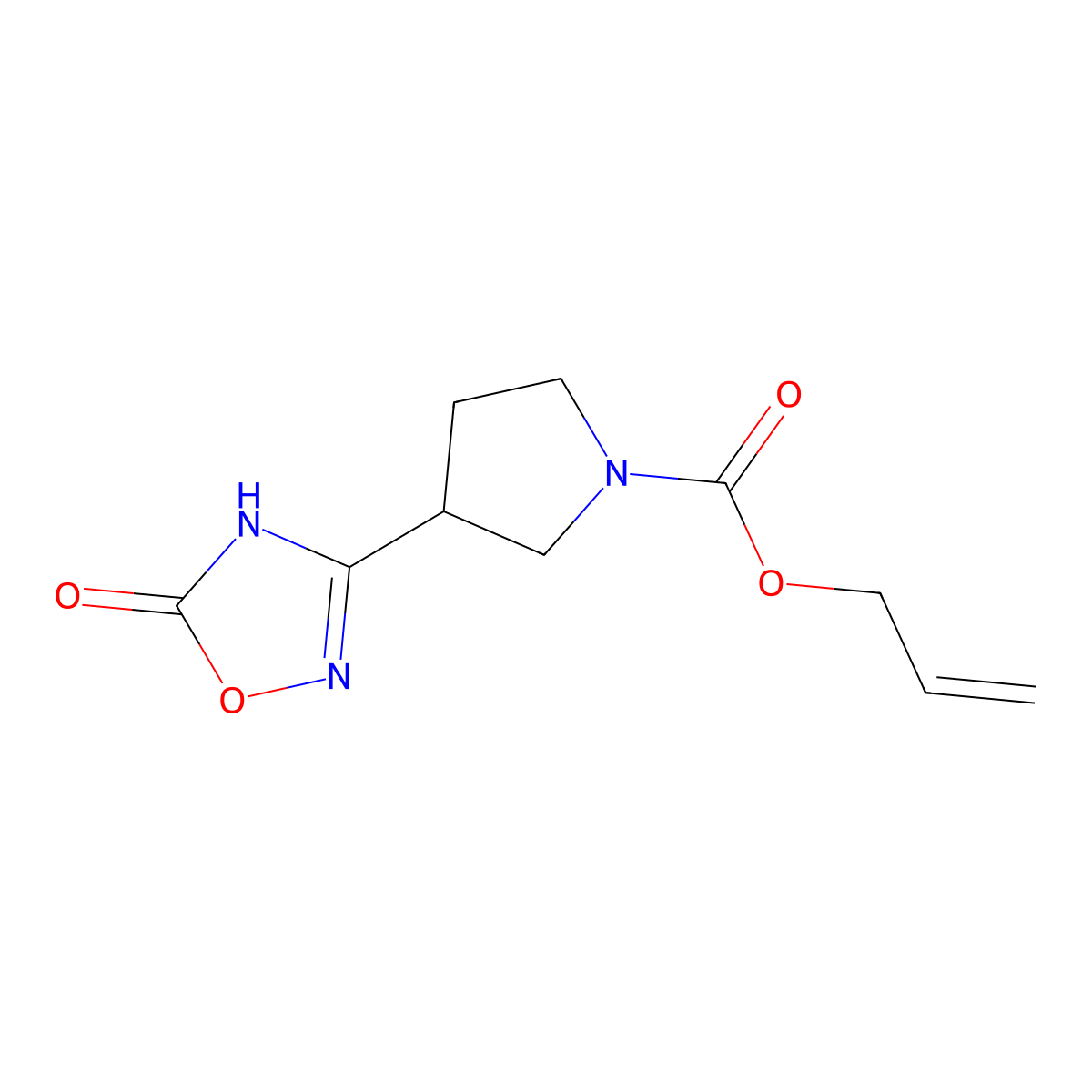 Prop-2-en-1-yl 3-(5-oxo-4,5-dihydro-1,2,4-oxadiazol-3-yl)pyrrolidine-1-carboxylate molecular structure, CAS 2680753-37-9