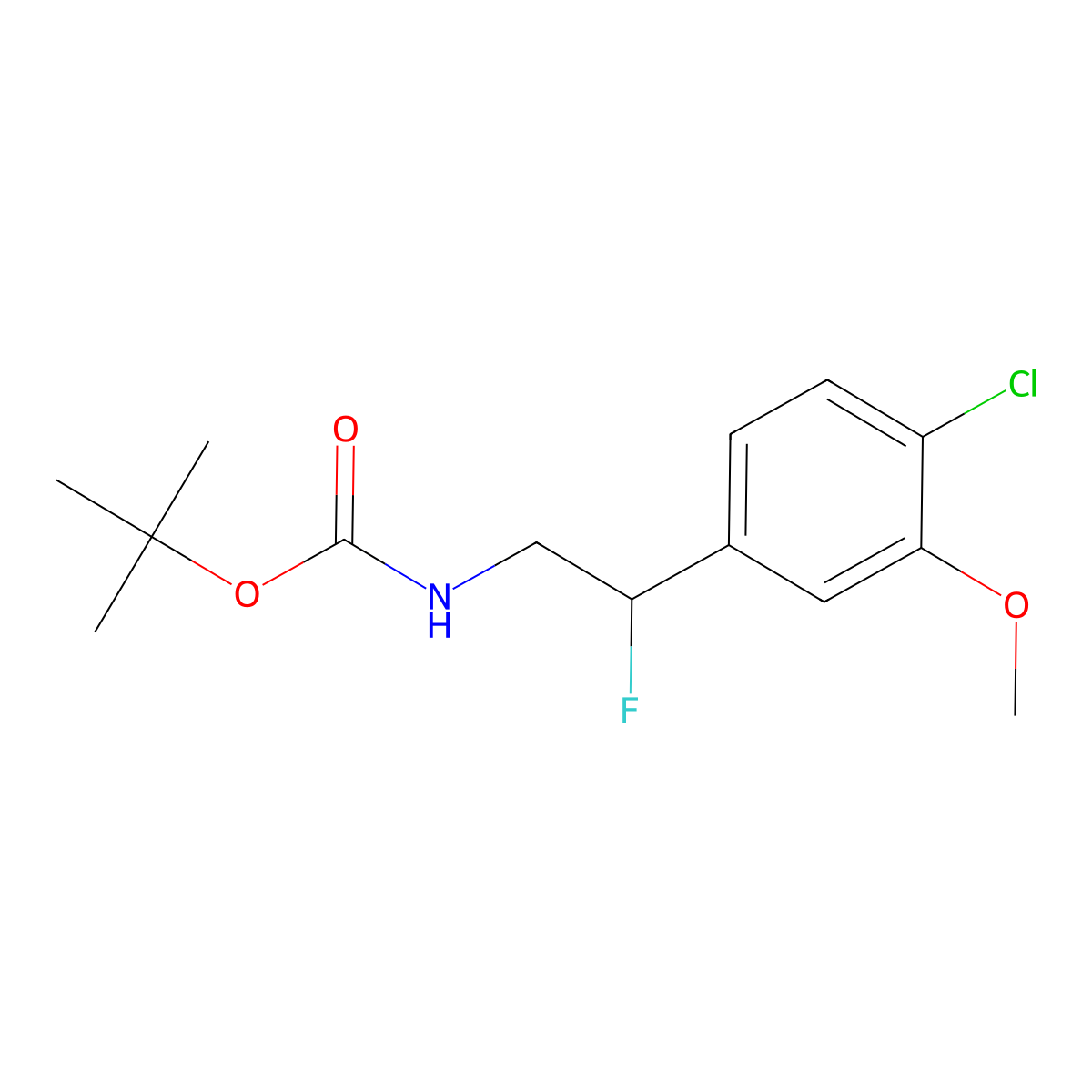 tert-butyl N-[2-(4-chloro-3-methoxyphenyl)-2-fluoroethyl]carbamate molecular structure, CAS 2680753-38-0
