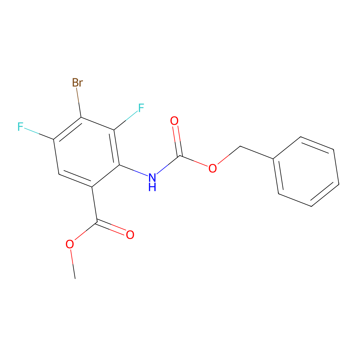 Methyl 2-{[(benzyloxy)carbonyl]amino}-4-bromo-3,5-difluorobenzoate molecular structure, CAS 2680753-44-8