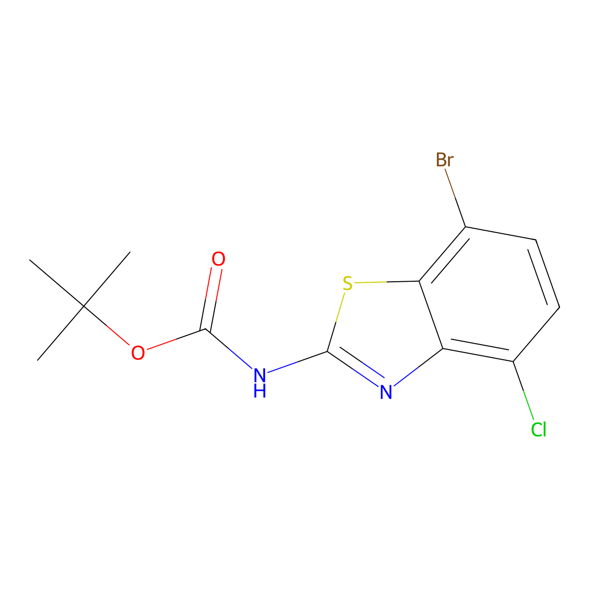 tert-butyl N-(7-bromo-4-chloro-1,3-benzothiazol-2-yl)carbamate molecular structure, CAS 2680753-50-6