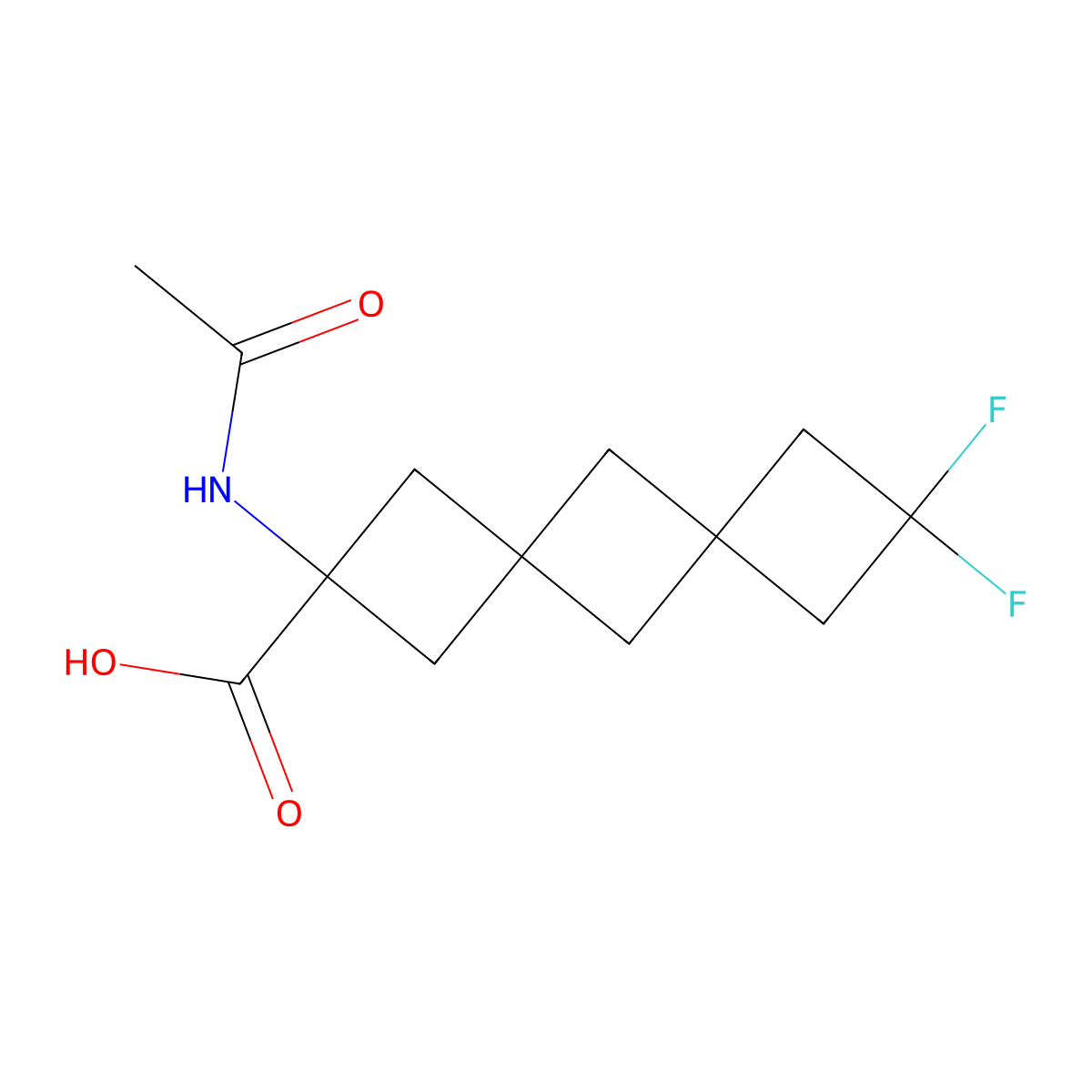 2-Acetamido-8,8-difluorodispiro[3.1.3^{6}.1^{4}]decane-2-carboxylic acid molecular structure, CAS 2680753-51-7
