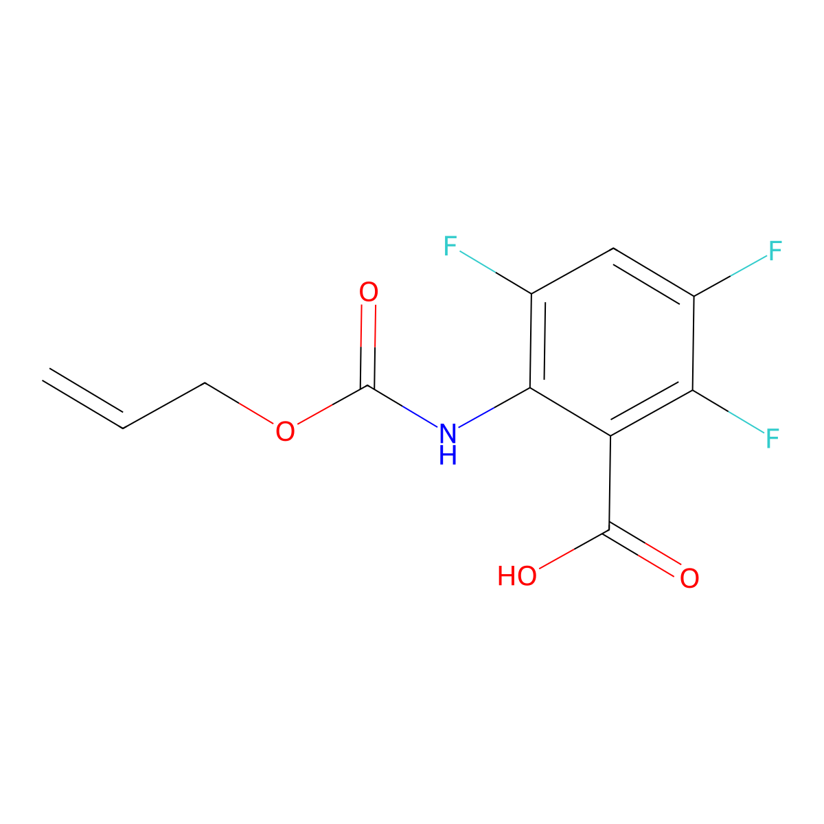 2,3,5-Trifluoro-6-{[(prop-2-en-1-yloxy)carbonyl]amino}benzoic acid molecular structure, CAS 2680753-54-0