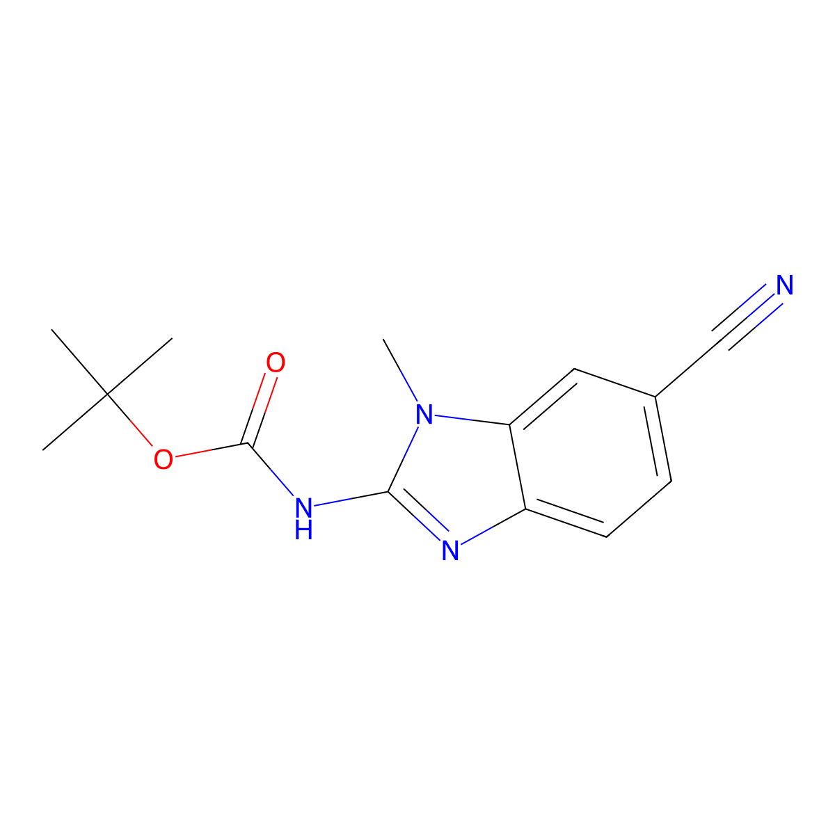 tert-butyl N-(6-cyano-1-methyl-1H-1,3-benzodiazol-2-yl)carbamate molecular structure, CAS 2680753-60-8