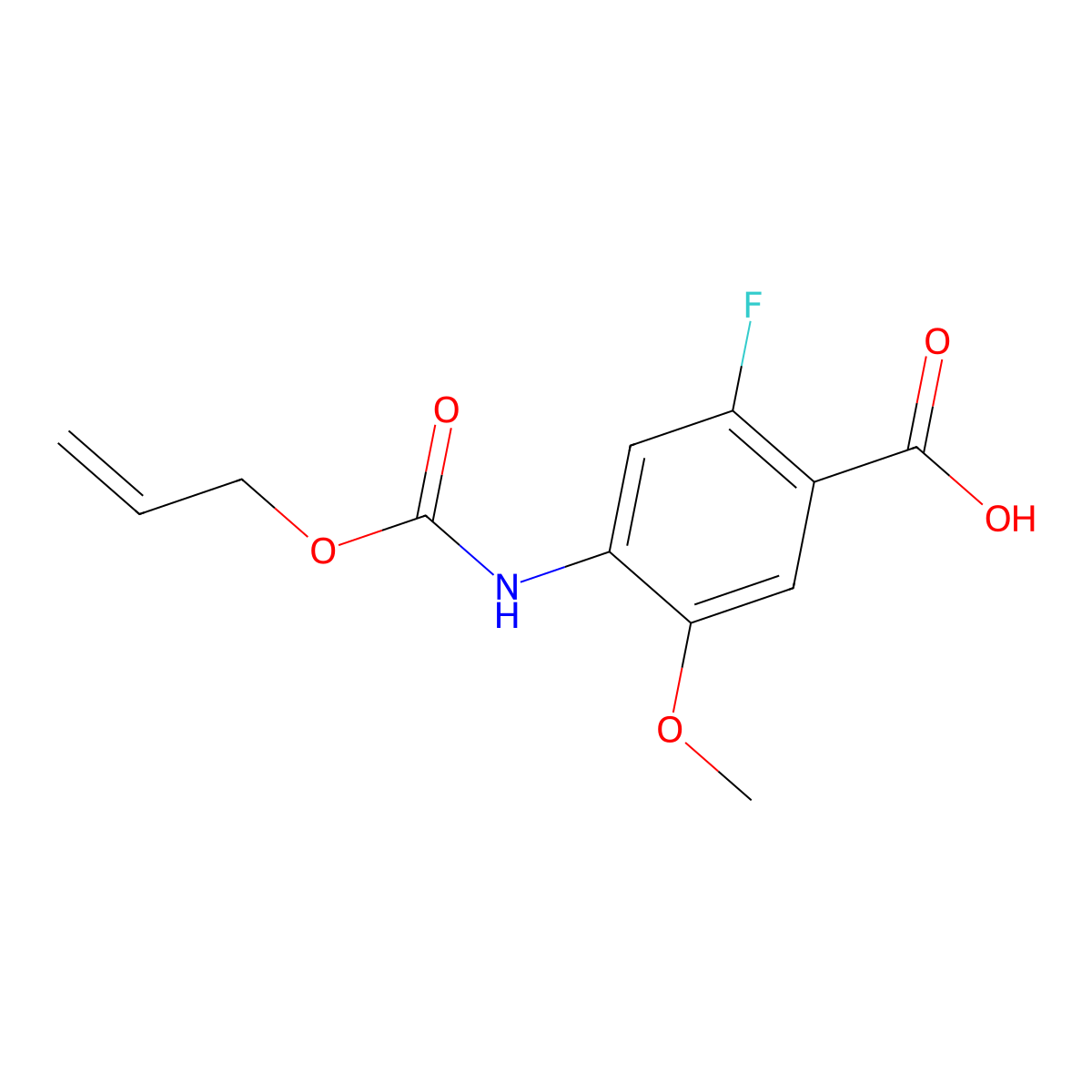 2-Fluoro-5-methoxy-4-{[(prop-2-en-1-yloxy)carbonyl]amino}benzoic acid molecular structure, CAS 2680753-84-6