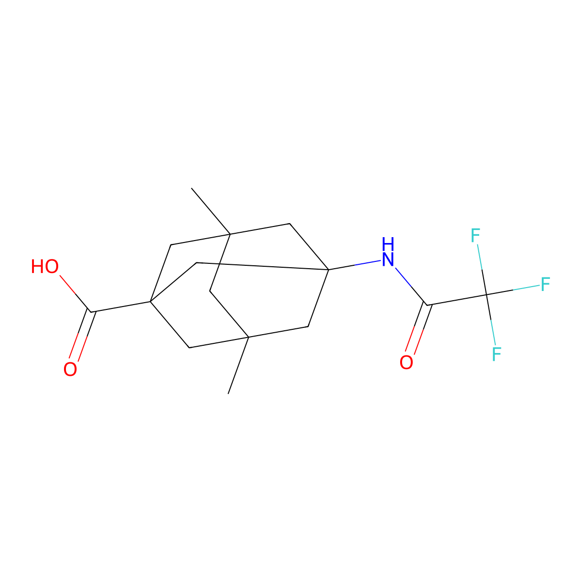 3,5-Dimethyl-7-(2,2,2-trifluoroacetamido)adamantane-1-carboxylic acid molecular structure, CAS 2680753-86-8