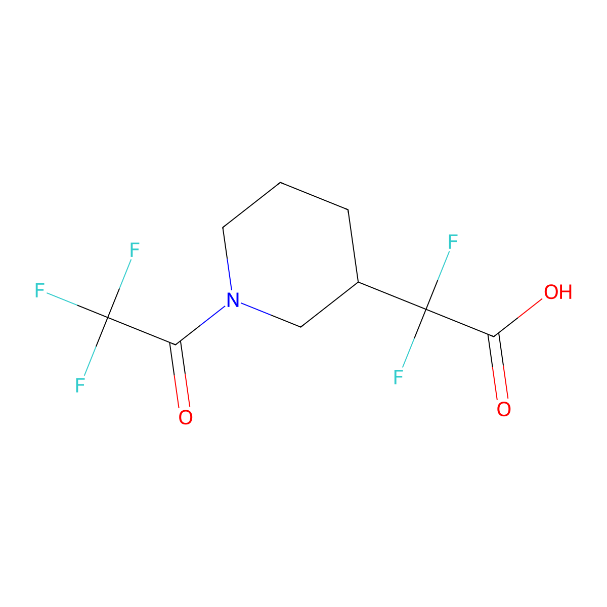 2,2-Difluoro-2-[1-(2,2,2-trifluoroacetyl)piperidin-3-yl]acetic acid molecular structure, CAS 2680753-94-8