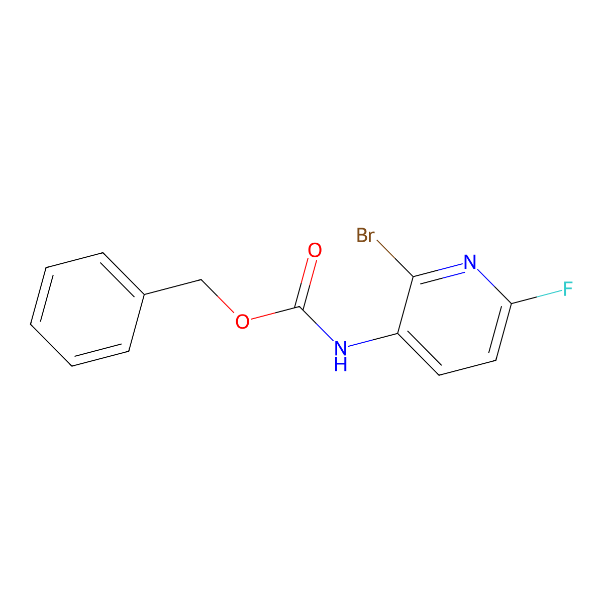 benzyl N-(2-bromo-6-fluoropyridin-3-yl)carbamate molecular structure, CAS 2680753-96-0