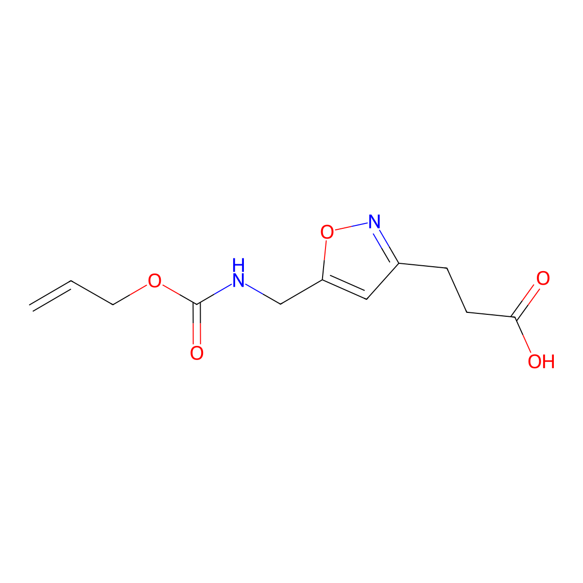 3-[5-({[(Prop-2-en-1-yloxy)carbonyl]amino}methyl)-1,2-oxazol-3-yl]propanoic acid molecular structure, CAS 2680754-07-6