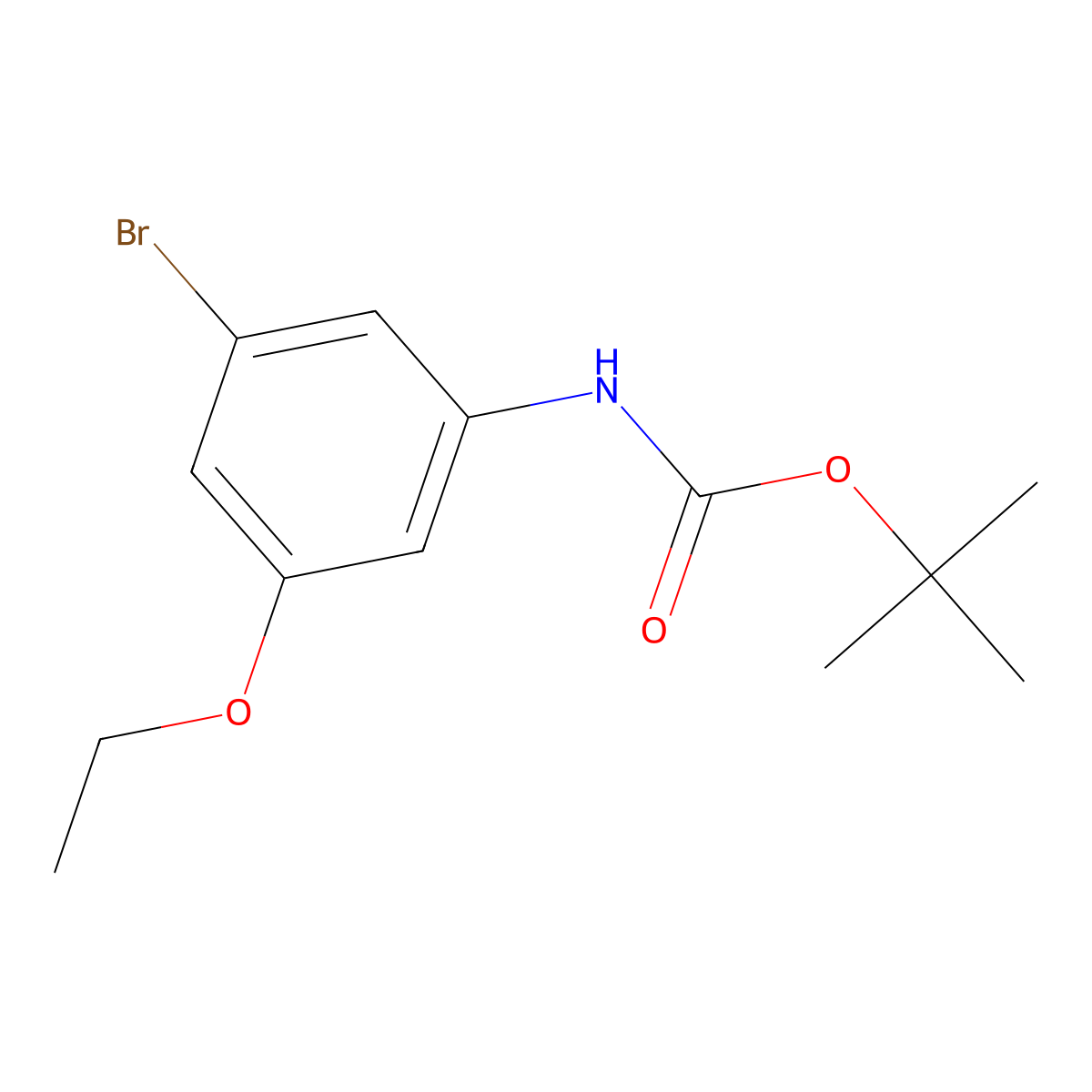 tert-butyl N-(3-bromo-5-ethoxyphenyl)carbamate molecular structure, CAS 2680754-10-1