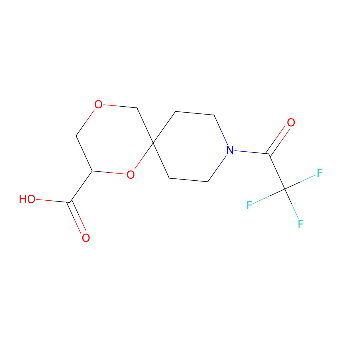 9-(2,2,2-Trifluoroacetyl)-1,4-dioxa-9-azaspiro[5.5]undecane-2-carboxylic acid molecular structure, CAS 2680754-11-2