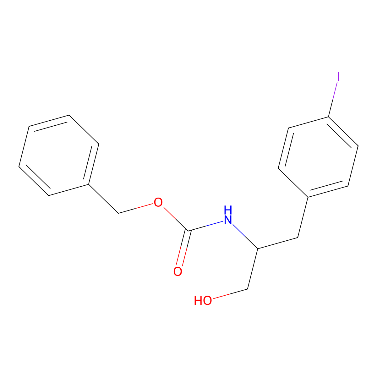 benzyl N-[1-hydroxy-3-(4-iodophenyl)propan-2-yl]carbamate molecular structure, CAS 2680754-13-4