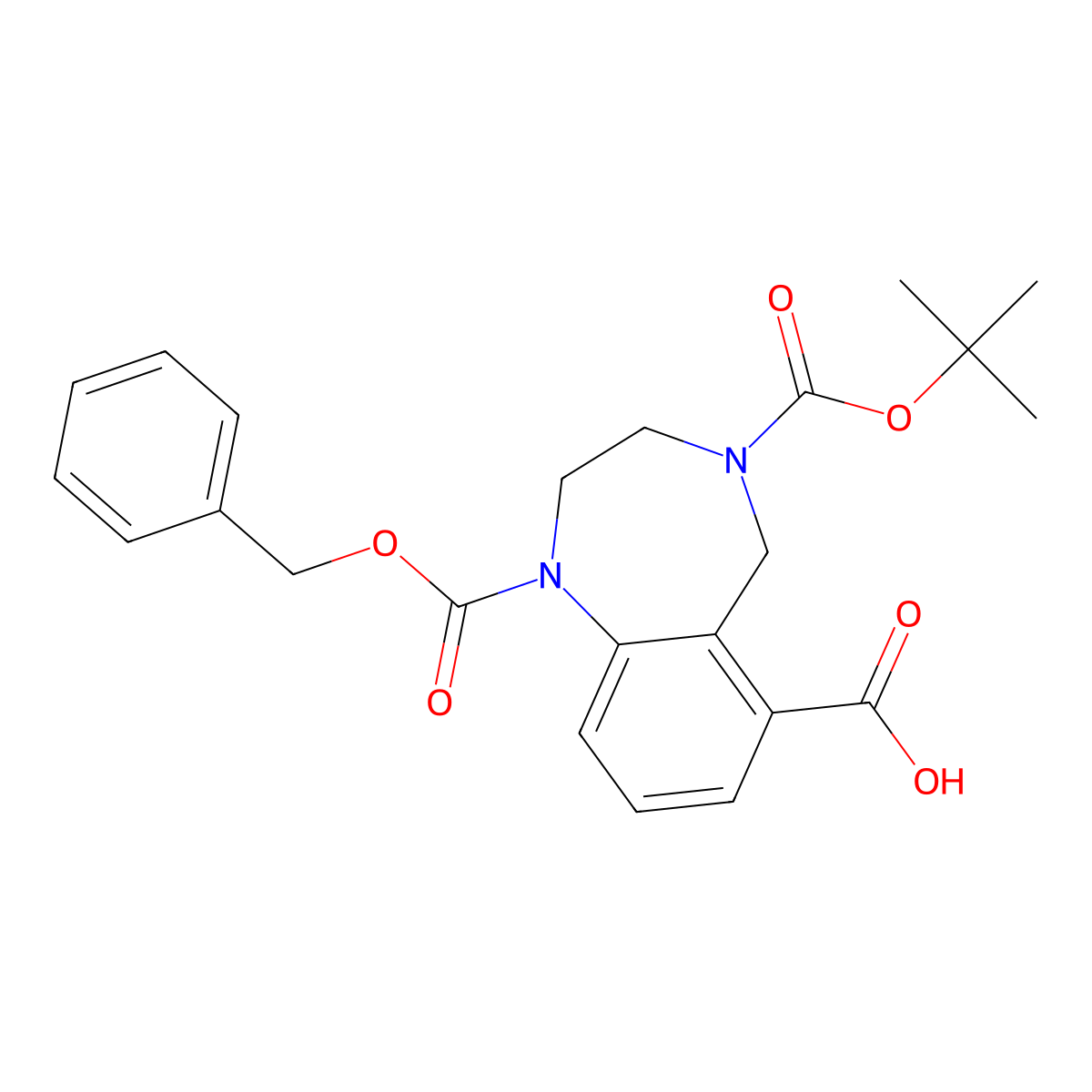 1-[(benzyloxy)carbonyl]-4-[(tert-butoxy)carbonyl]-2,3,4,5-tetrahydro-1H-1,4-benzodiazepine-6-carboxylic acid molecular structure, CAS 2680754-15-6