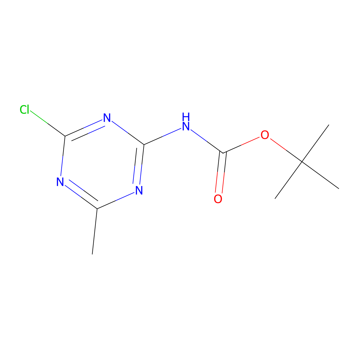 tert-butyl N-(4-chloro-6-methyl-1,3,5-triazin-2-yl)carbamate molecular structure, CAS 2680754-21-4