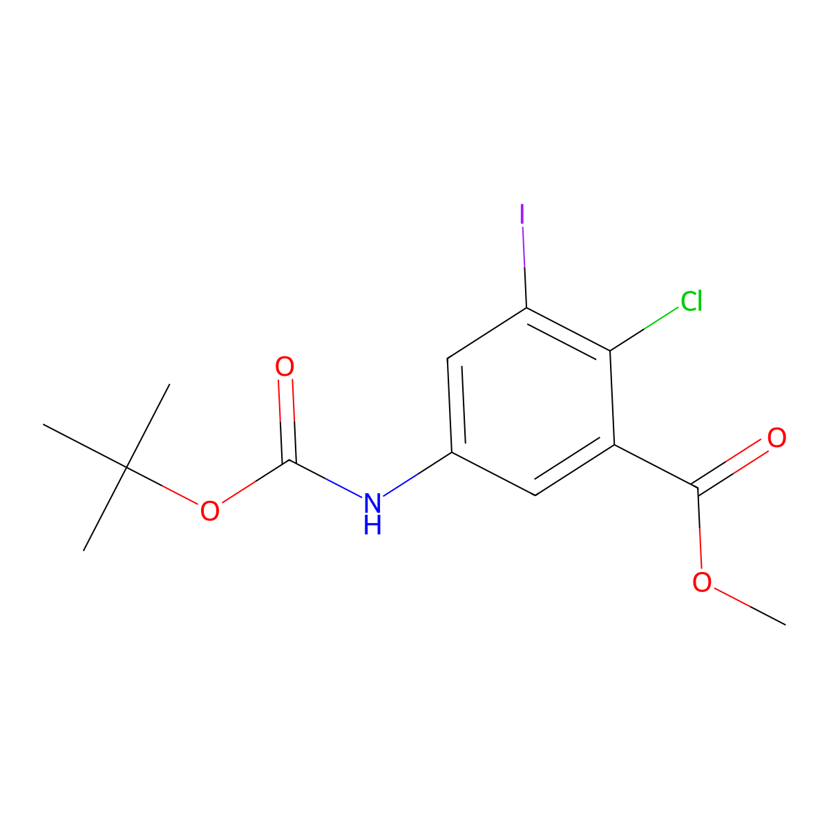 Methyl 5-{[(tert-butoxy)carbonyl]amino}-2-chloro-3-iodobenzoate molecular structure, CAS 2680754-26-9