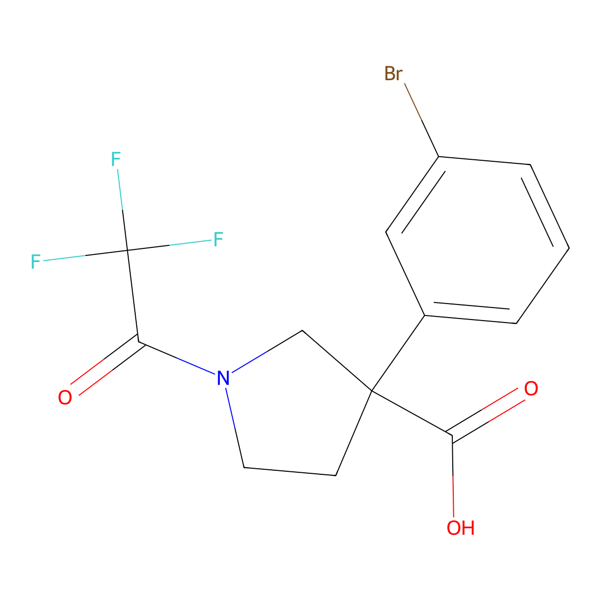 3-(3-Bromophenyl)-1-(2,2,2-trifluoroacetyl)pyrrolidine-3-carboxylic acid molecular structure, CAS 2680754-27-0