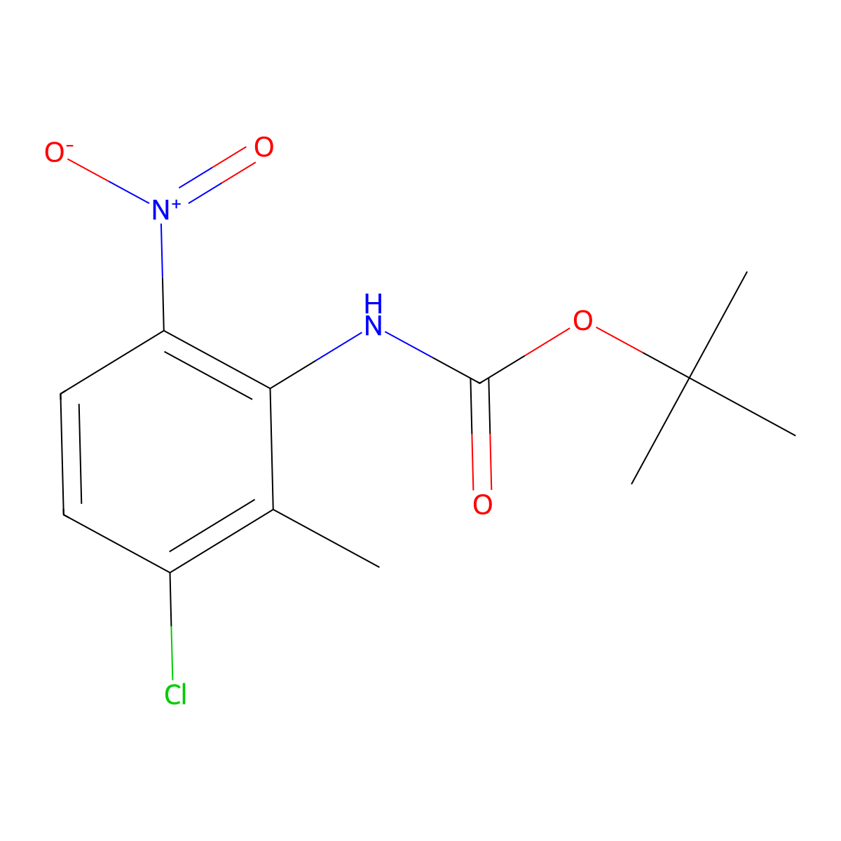 tert-butyl N-(3-chloro-2-methyl-6-nitrophenyl)carbamate molecular structure, CAS 2680754-29-2