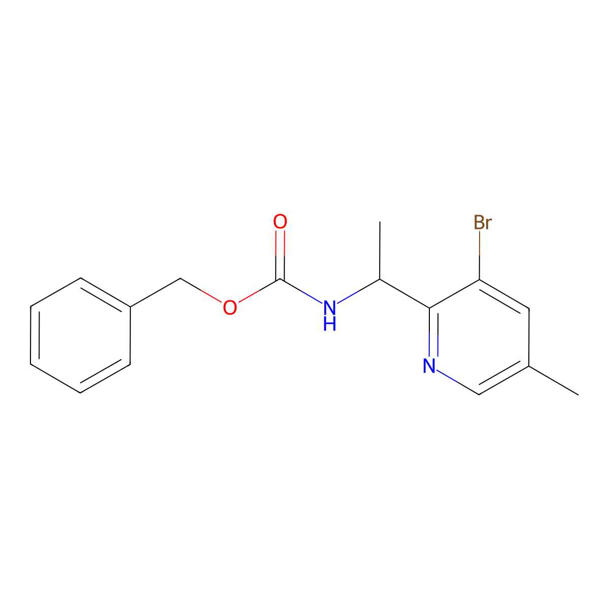 benzyl N-[1-(3-bromo-5-methylpyridin-2-yl)ethyl]carbamate molecular structure, CAS 2680754-31-6