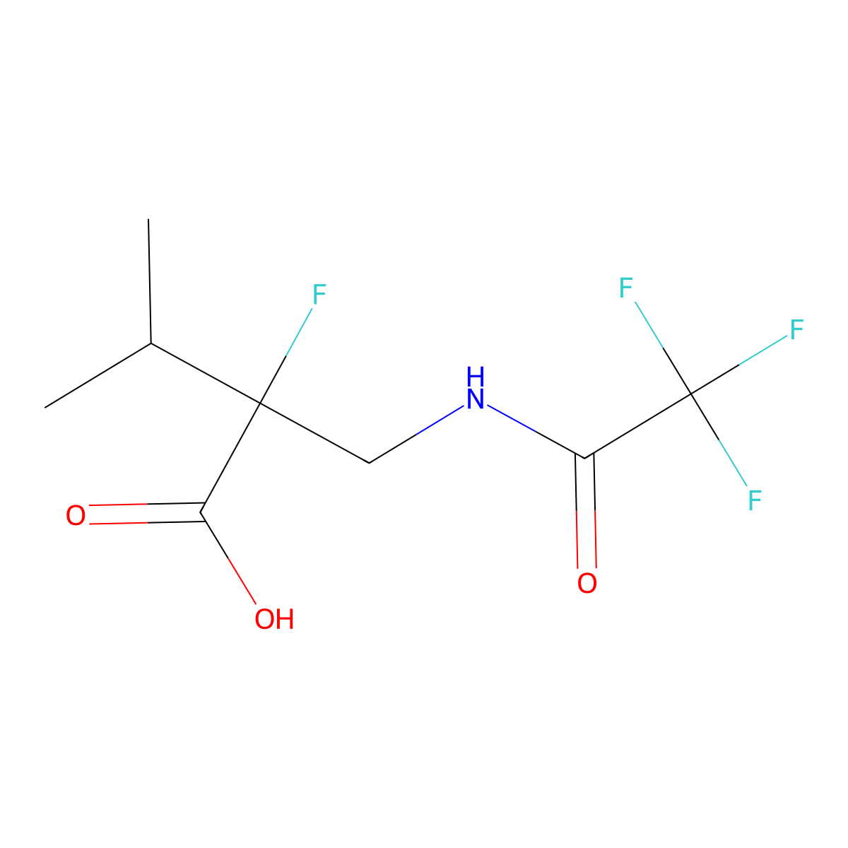 2-Fluoro-3-methyl-2-[(2,2,2-trifluoroacetamido)methyl]butanoic acid molecular structure, CAS 2680754-32-7