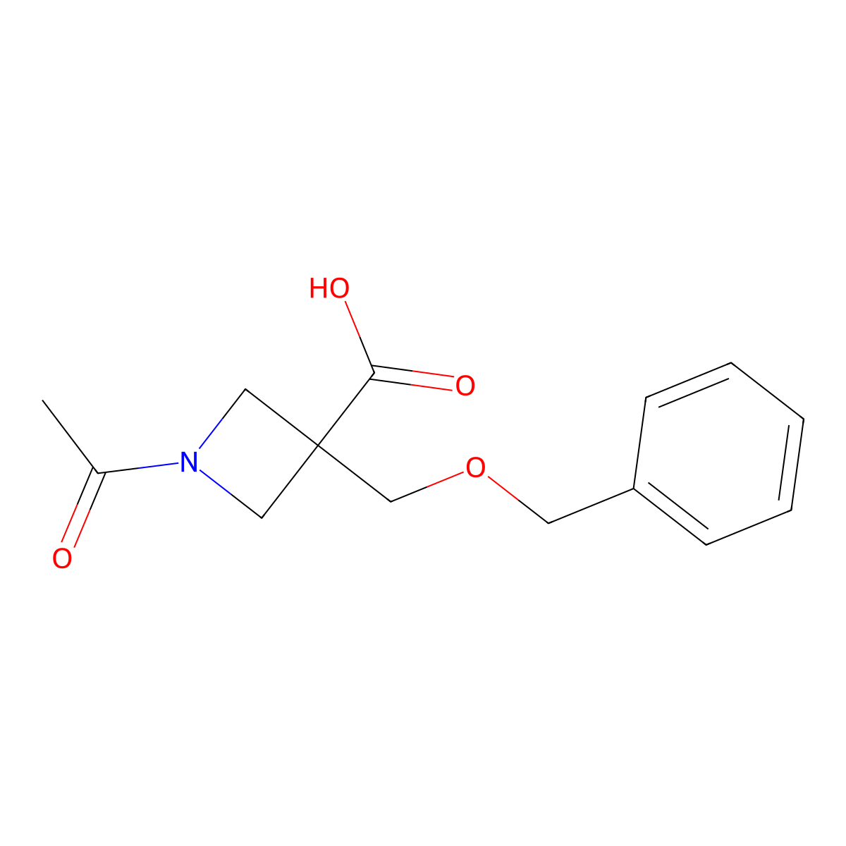 1-Acetyl-3-[(benzyloxy)methyl]azetidine-3-carboxylic acid molecular structure, CAS 2680754-33-8