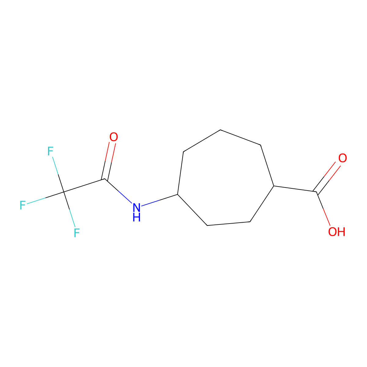 4-(Trifluoroacetamido)cycloheptane-1-carboxylic acid molecular structure, CAS 2680754-38-3