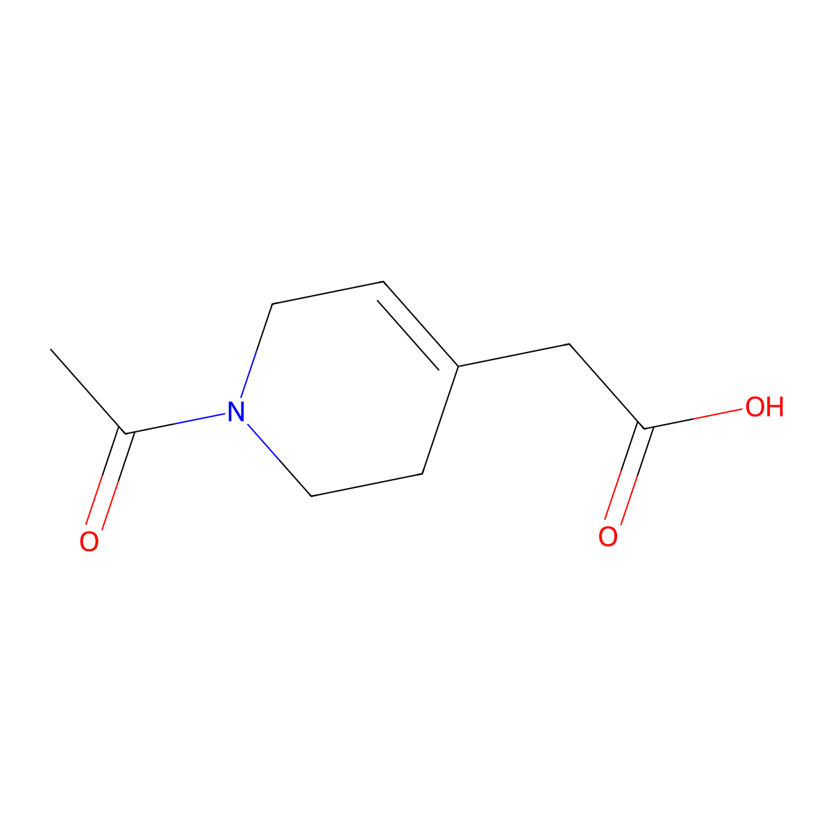 2-(1-Acetyl-1,2,3,6-tetrahydropyridin-4-yl)acetic acid molecular structure, CAS 2680754-46-3