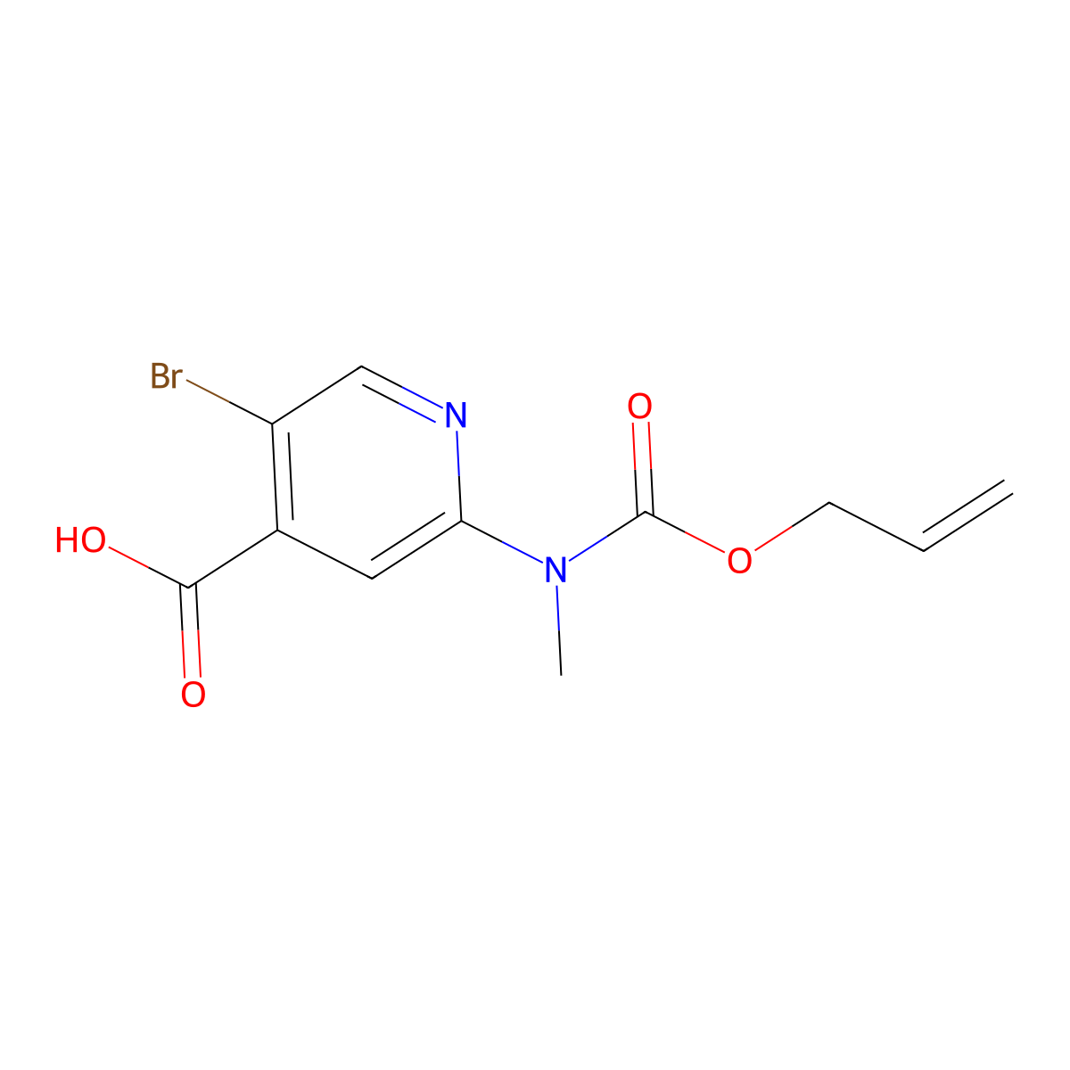 5-Bromo-2-{methyl[(prop-2-en-1-yloxy)carbonyl]amino}pyridine-4-carboxylic acid molecular structure, CAS 2680754-50-9