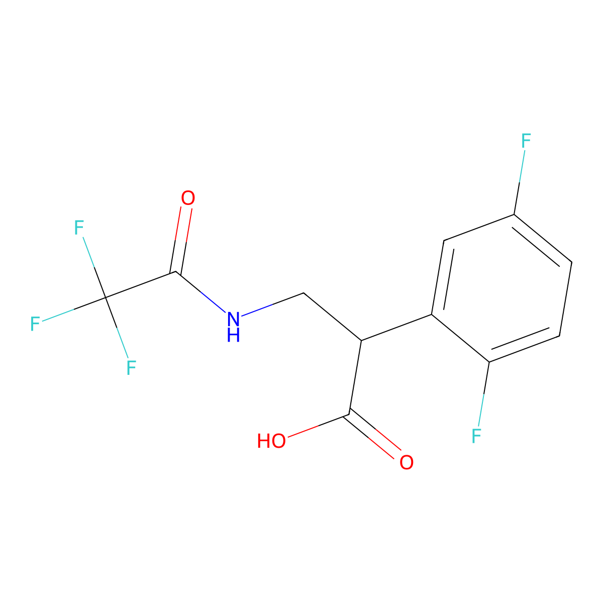 2-(2,5-Difluorophenyl)-3-(2,2,2-trifluoroacetamido)propanoic acid molecular structure, CAS 2680754-51-0